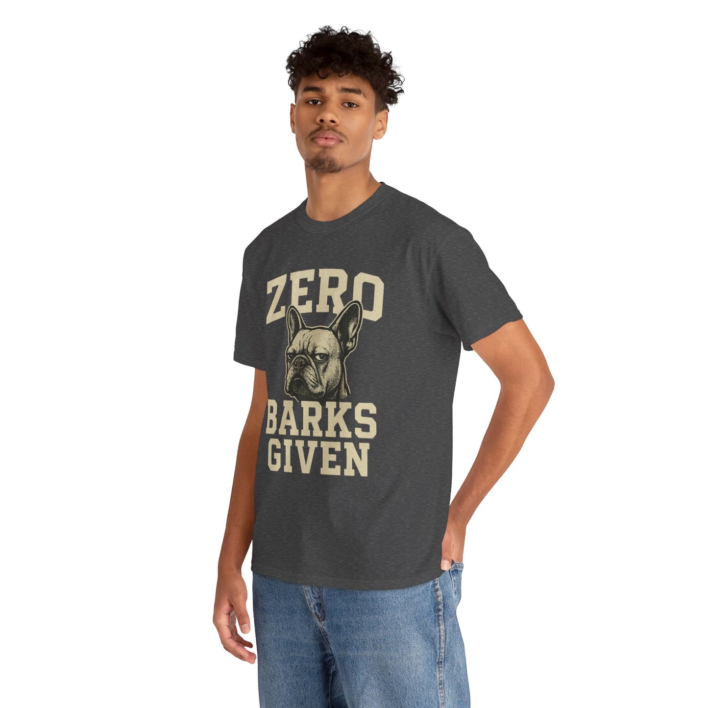 Zero Barks Given Frenchie T-Shirt – Funny French Bulldog Tee, Grumpy Dog Humor Shirt, Frenchie Lover Gift, Dog Mom Graphic Tee, Vintage Style Dog Shirt