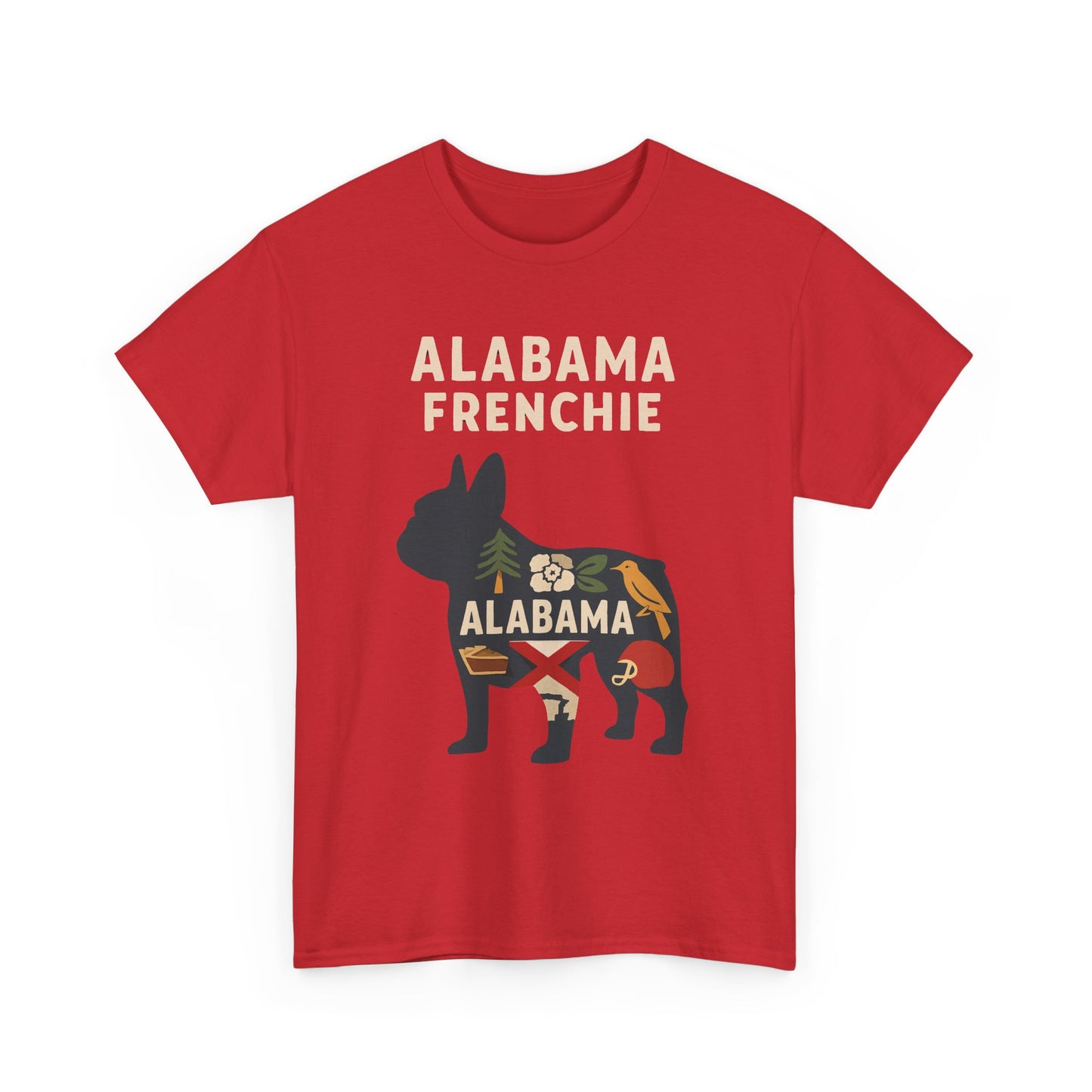 Alabama Frenchie T-Shirt – French Bulldog State Pride Tee, Retro Alabama Dog Lover Shirt, Southern Frenchie Gift for Pet Lovers