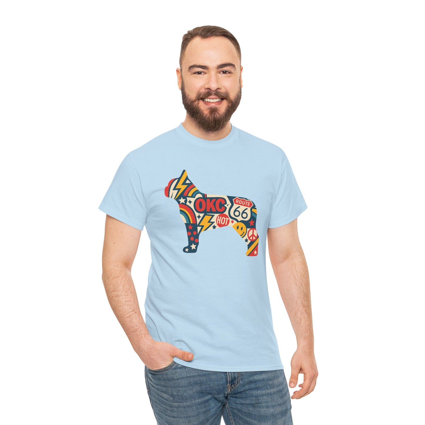 Oklahoma Route 66 French Bulldog T-Shirt | Retro OKC Frenchie Tee | Vintage Route 66 Dog Lover Shirt | Oklahoma Pride Gift for Frenchie Fans