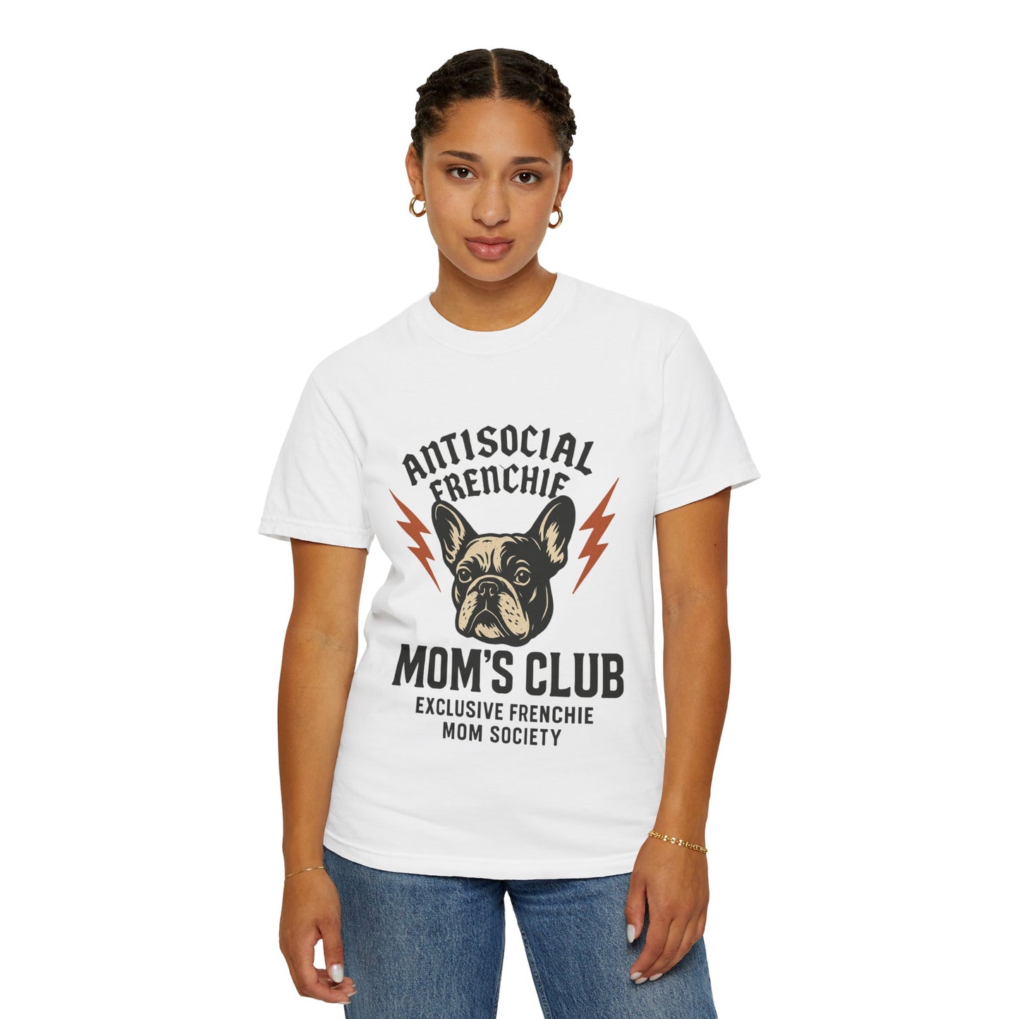 Antisocial Frenchie Mom’s Club Shirt – Retro French Bulldog Mom Tee, Funny Frenchie Lover Gift, Vintage Dog Mom Graphic T-Shirt