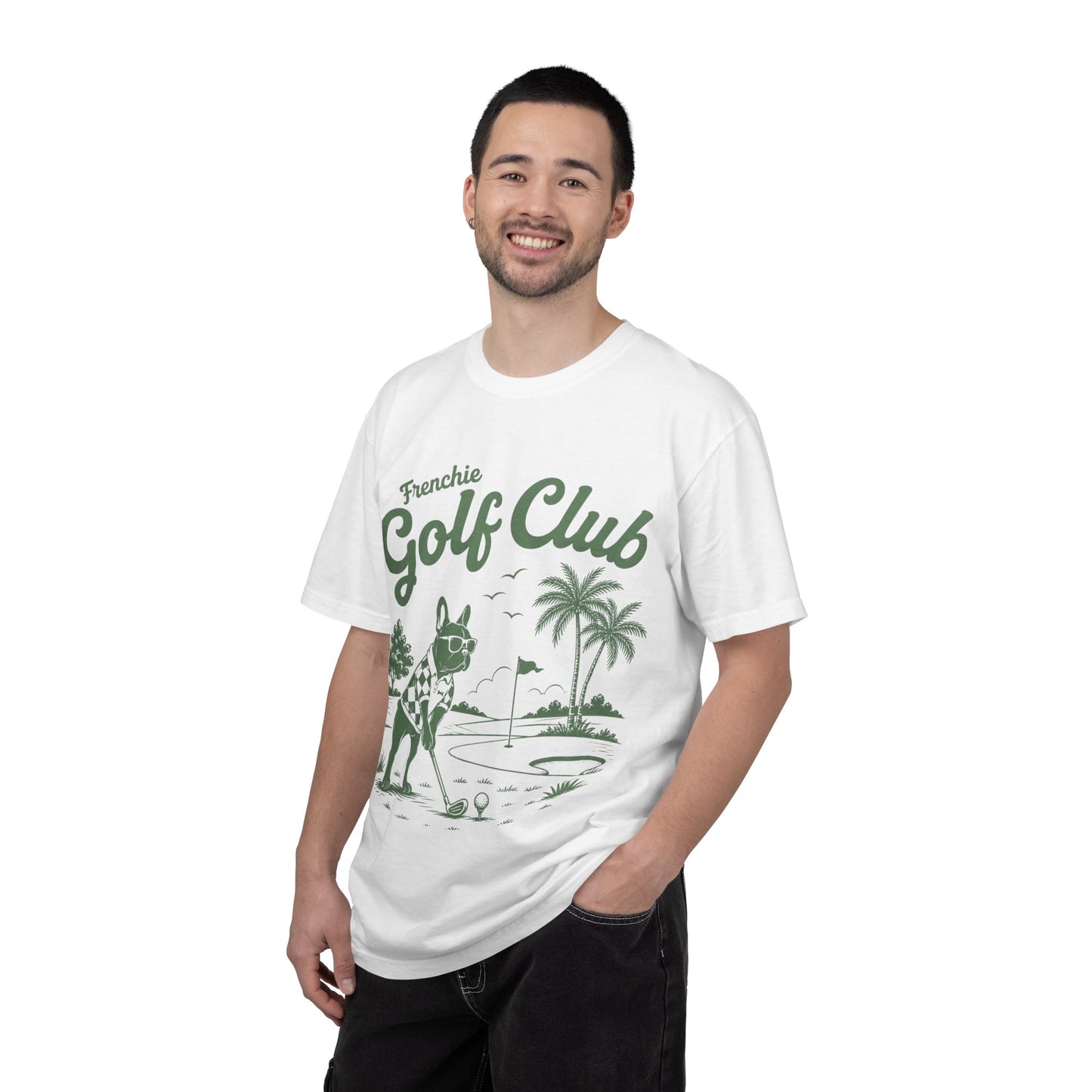 Golf Club T-Shirt — 'Frenchie Golf Club' Graphic Tee for Dog & Golf Lovers