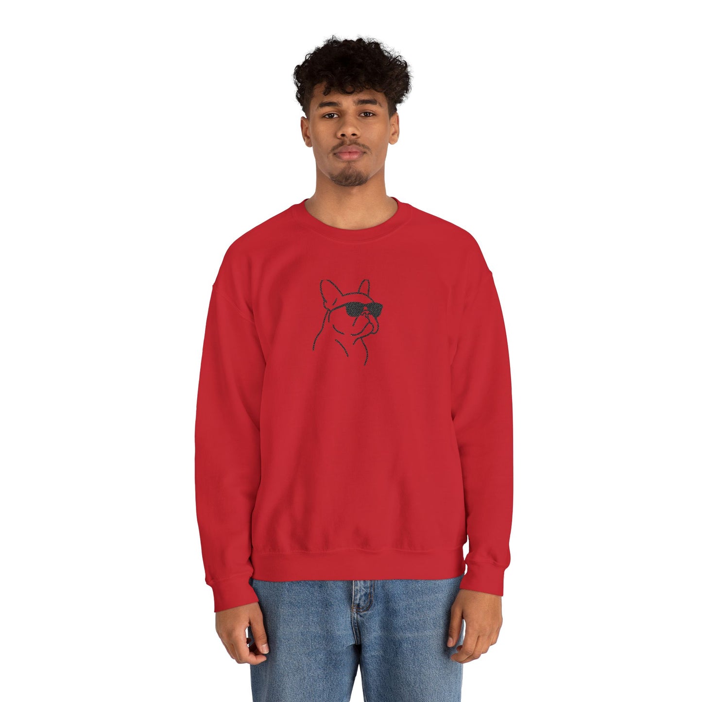 Frenchie in Shades Sweatshirt | Hot Pink French Bulldog Crewneck | Minimal Line Art Dog Lover Gift | Cute Cozy Frenchie Pullover