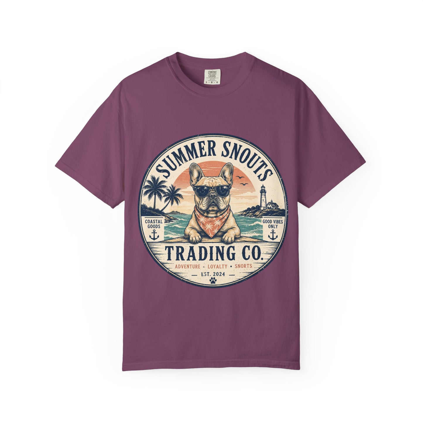 Summer Snouts Trading Co. T-Shirt — Vintage Beach French Bulldog Graphic Tee