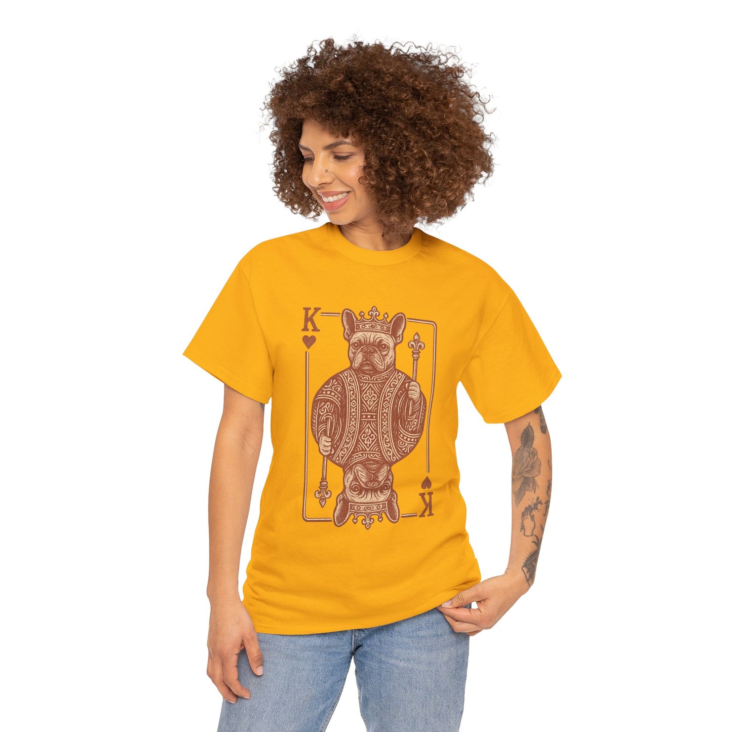 King French Bulldog Shirt, Frenchie Playing Card Tee, Royal Frenchie T-Shirt, Vintage French Bulldog Graphic Shirt, Dog Lover Gift, King of Hearts Frenchie Tee
