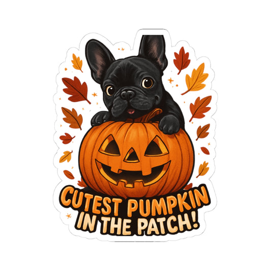 Cutest Pumpkin in the Patch Frenchie Sticker | Fall Dog Lover Sticker | Cute Halloween French Bulldog Decal | Autumn Pet Mom Gift