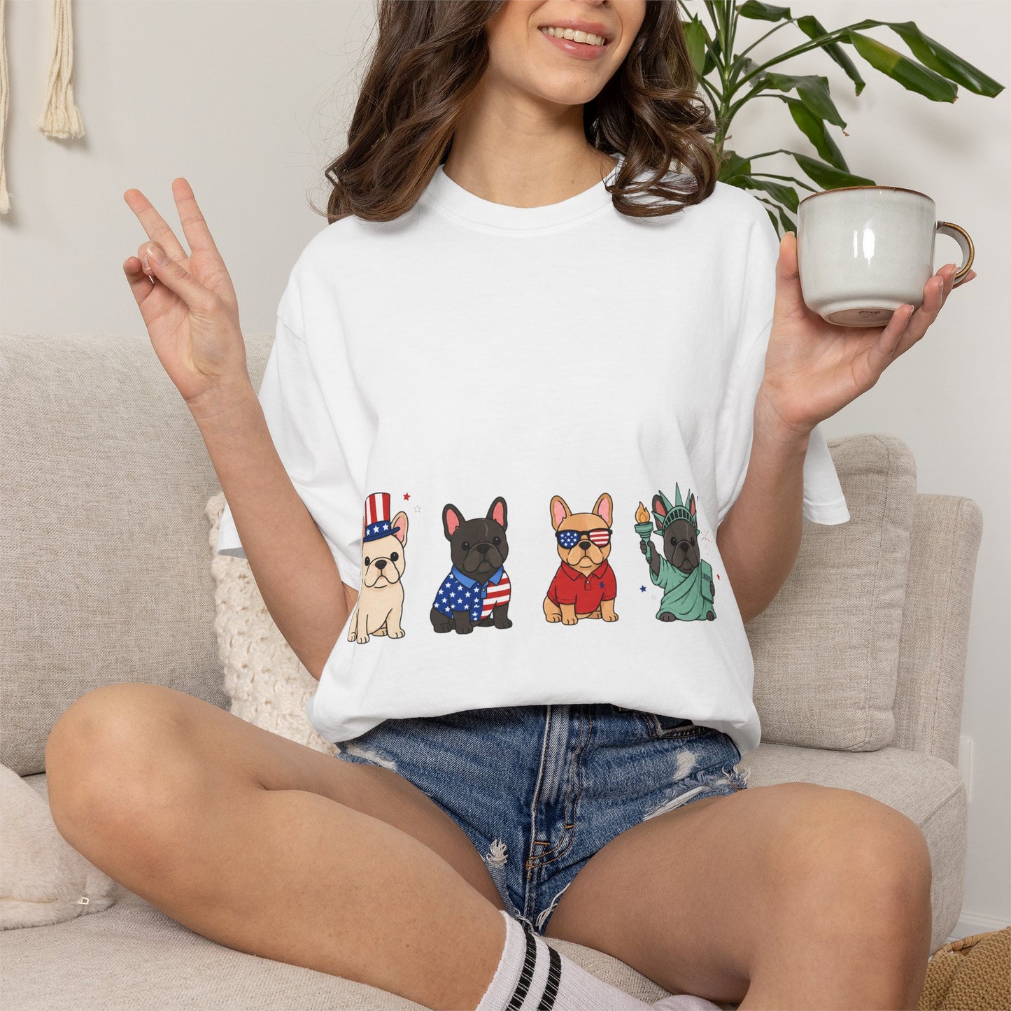 Patriotic French Bulldog Shirt, 4th of July Frenchie Tee, American Frenchie Shirt, USA Dog Lover Shirt, Independence Day French Bulldog Tee, Patriotic Dog Shirt, July Fourth Gift