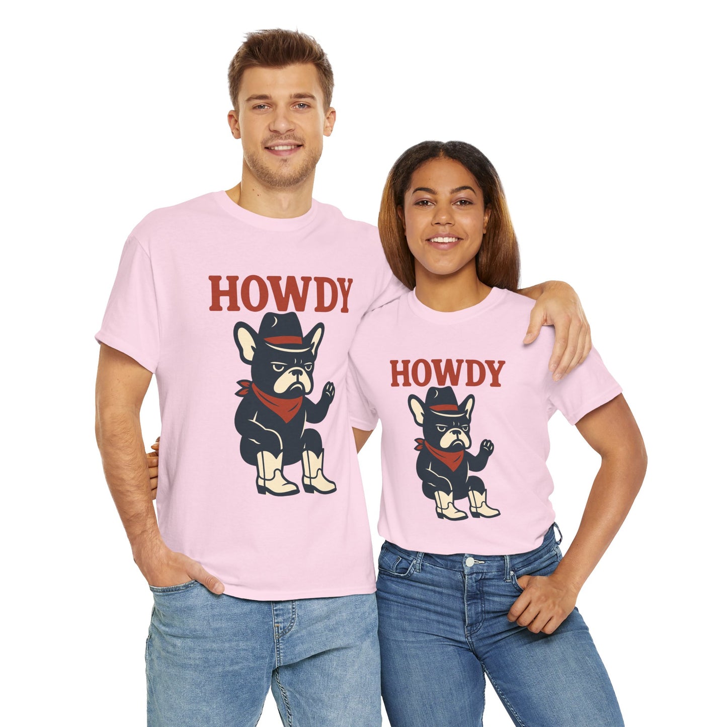 Howdy Frenchie T-Shirt | Cowboy French Bulldog Tee | Western Dog Lover Shirt | Cute Rodeo Pet Gift | Funny Frenchie Cowboy Graphic Tee