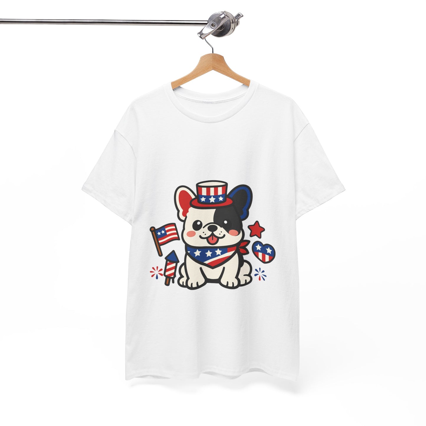 Cute Patriotic French Bulldog Shirt, Kawaii frenchie Fourth of July Tee, American Flag Puppy Shirt, USA Dog Lover Gift, Patriotic Frenchie