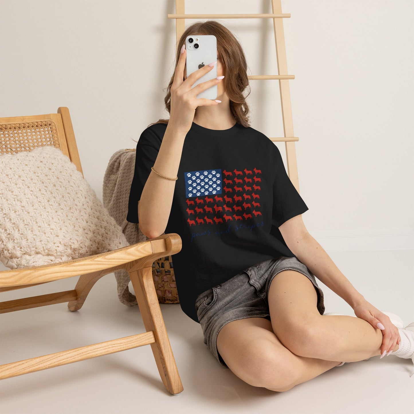 Paws and Stripes Shirt, Patriotic French Bulldog Tee, Frenchie American Flag Shirt, 4th of July Dog Lover Gift, USA Frenchie Tee