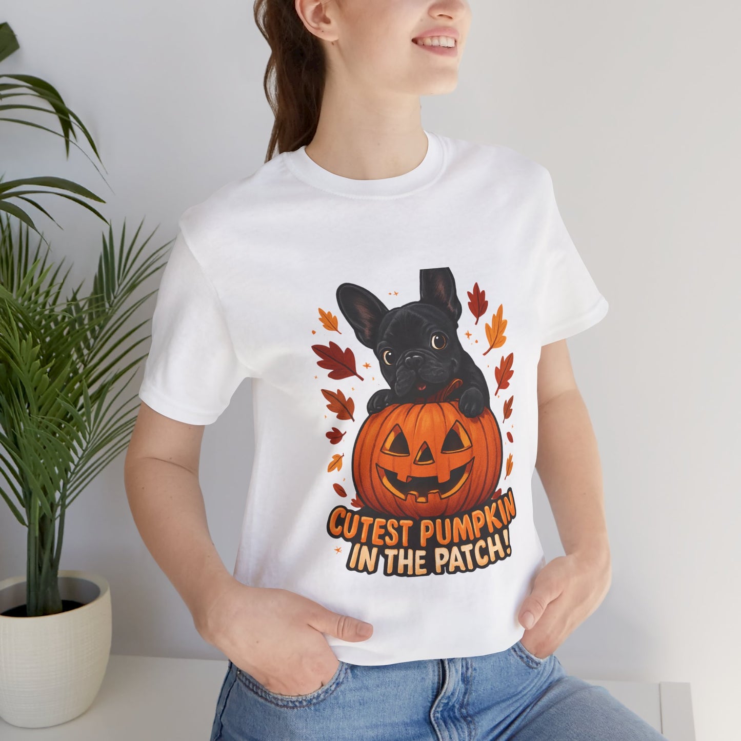 Cutest Pumpkin in the Patch Frenchie T-Shirt | Halloween Dog Lover Tee | Fall French Bulldog Shirt | Cute Pumpkin Patch Graphic Tee