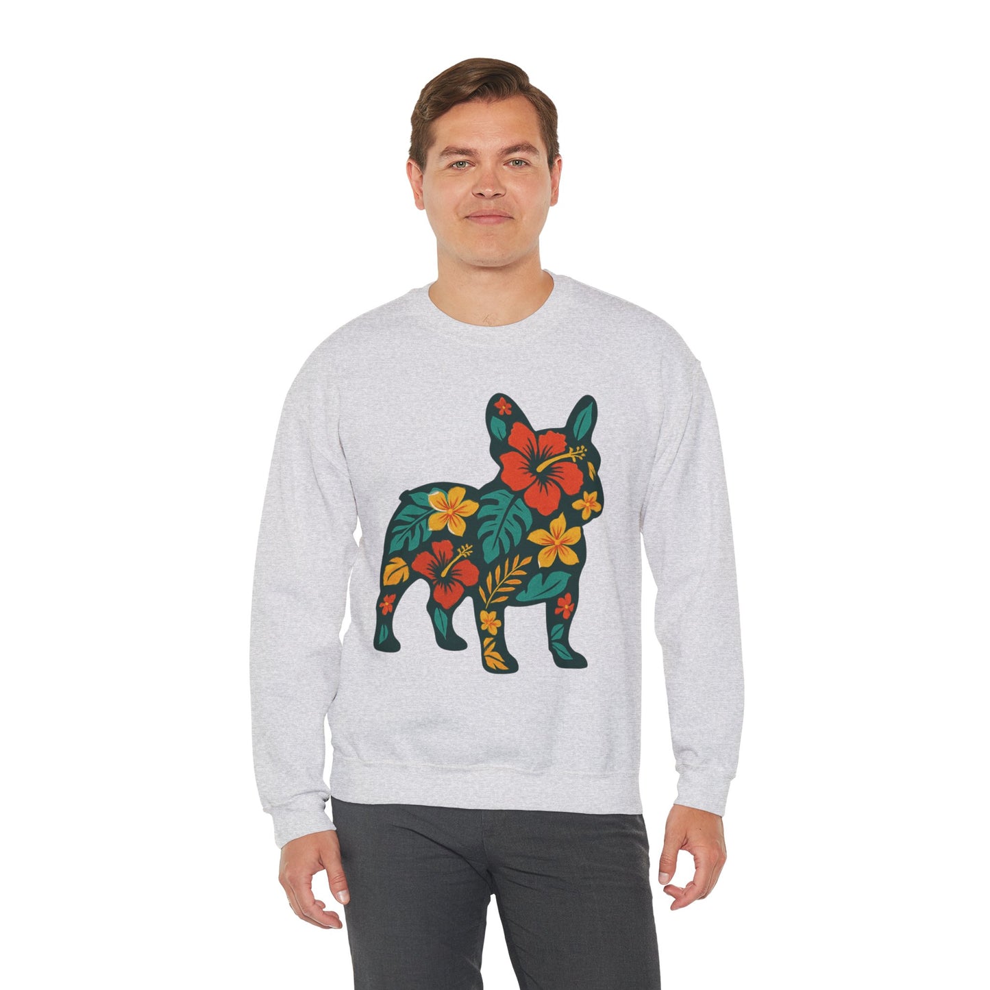 Hawaiian French Bulldog Sweatshirt | Tropical Floral Frenchie Sweater | Summer Dog Lover Gift | Cute Floral Frenchie Pullover