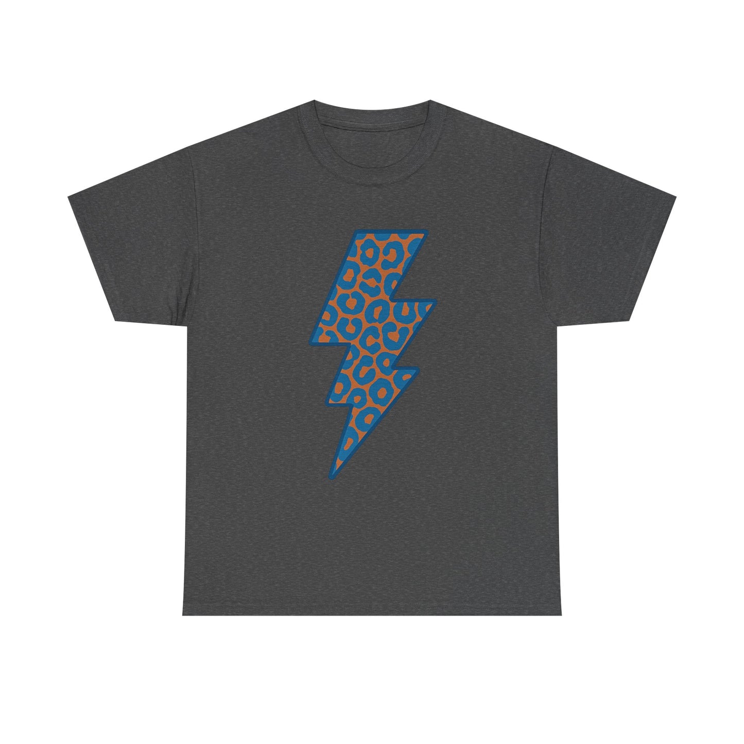 Blue Leopard Lightning Bolt T-Shirt | OKC Thunder Inspired Shirt | Orange & Blue Game Day Tee | Retro Lightning Graphic