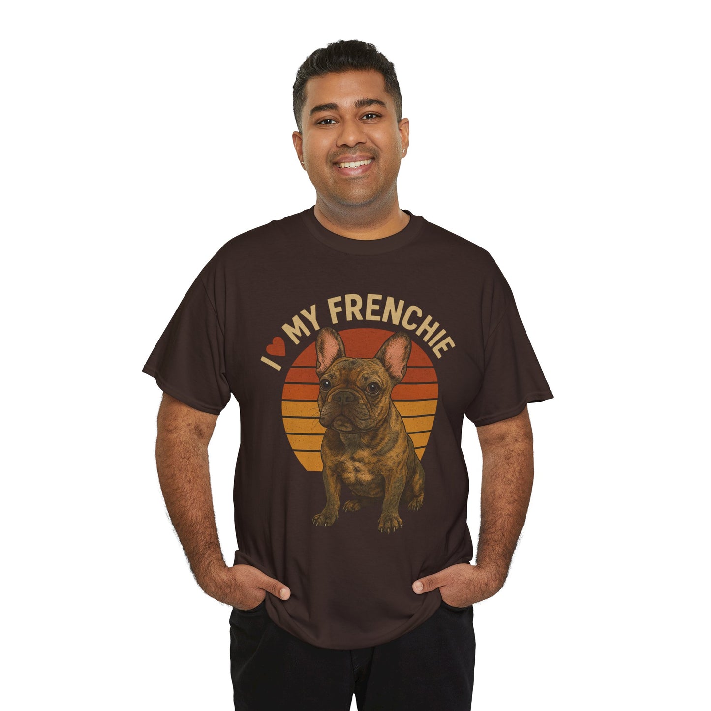 I Love My Frenchie T-Shirt | Brindle French Bulldog Retro Tee | Vintage Dog Lover Shirt | Frenchie Mom & Dad Gift