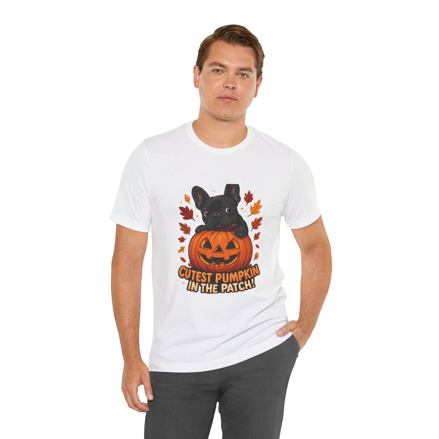 Cutest Pumpkin in the Patch Frenchie T-Shirt | Halloween Dog Lover Tee | Fall French Bulldog Shirt | Cute Pumpkin Patch Graphic Tee