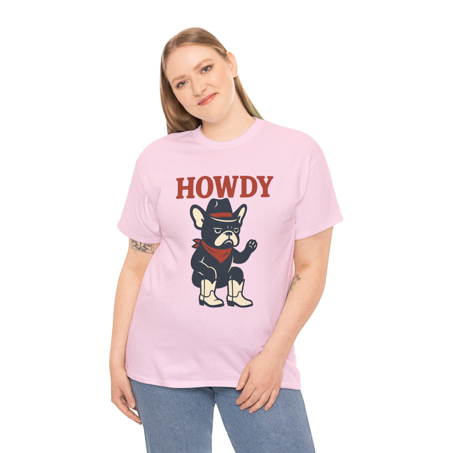 Howdy Frenchie T-Shirt | Cowboy French Bulldog Tee | Western Dog Lover Shirt | Cute Rodeo Pet Gift | Funny Frenchie Cowboy Graphic Tee