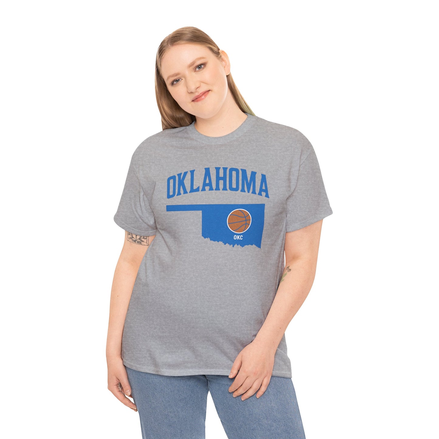 Oklahoma City Basketball Shirt | OKC Basketball Style Tee | Blue & Orange Oklahoma State T-Shir