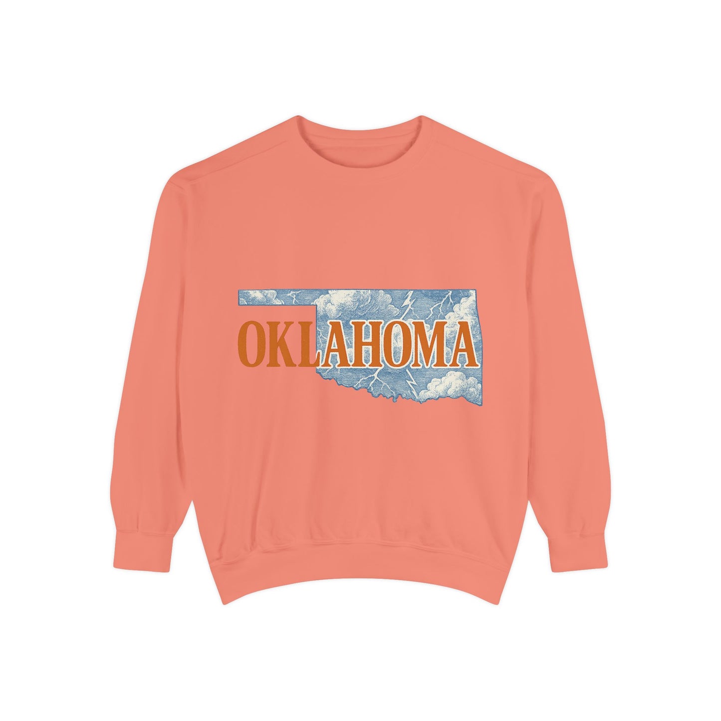 Oklahoma Toile Sweatshirt | OKC Basketball Inspired Pullover | Blue and Orange Artistic Crewneck | Retro State Pride Game Day Sweater