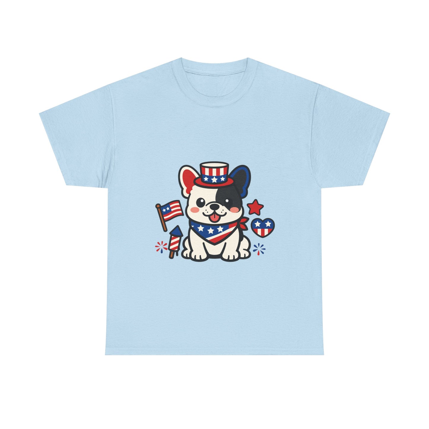 Cute Patriotic French Bulldog Shirt, Kawaii frenchie Fourth of July Tee, American Flag Puppy Shirt, USA Dog Lover Gift, Patriotic Frenchie