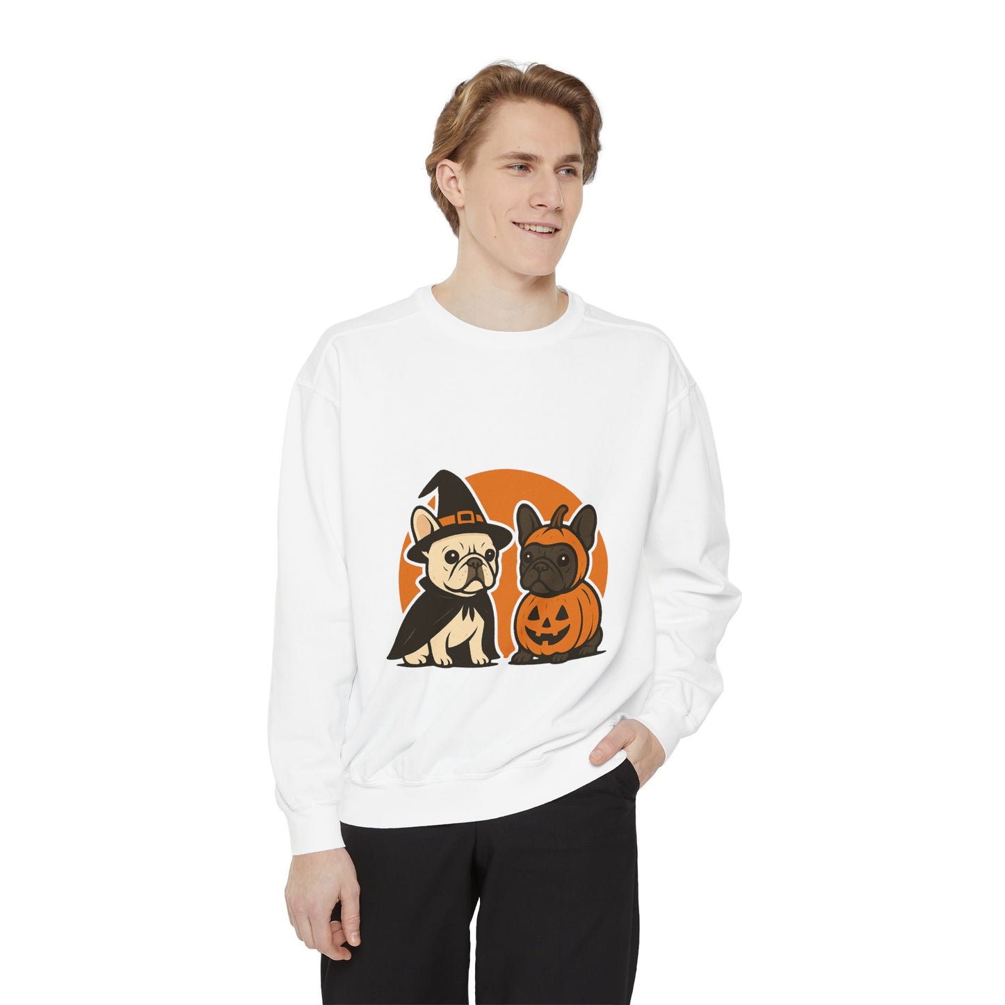 French Bulldog Halloween Sweatshirt | Spooky Frenchie Pullover | Witch Dog Lover Crewneck | Cute Pumpkin Fall Sweater