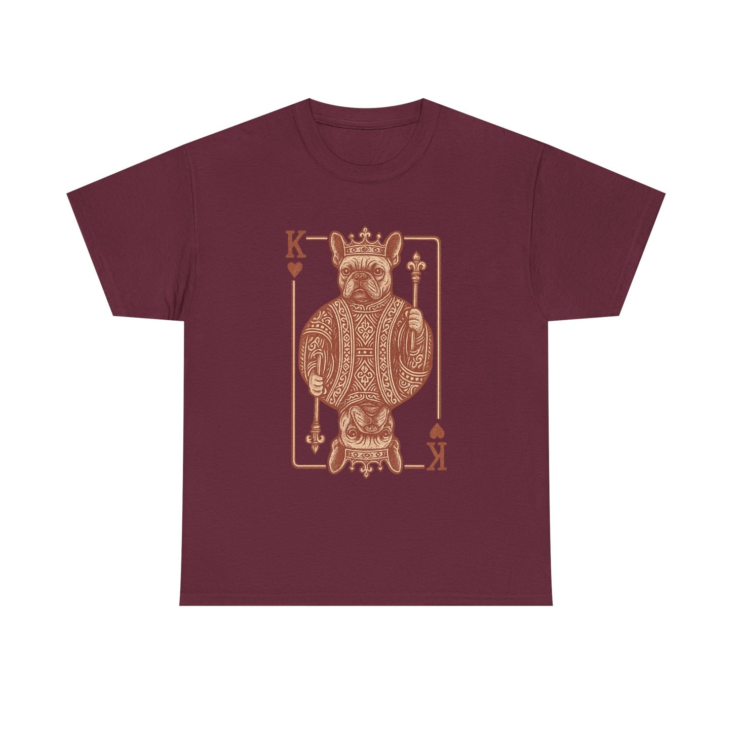 King French Bulldog Shirt, Frenchie Playing Card Tee, Royal Frenchie T-Shirt, Vintage French Bulldog Graphic Shirt, Dog Lover Gift, King of Hearts Frenchie Tee