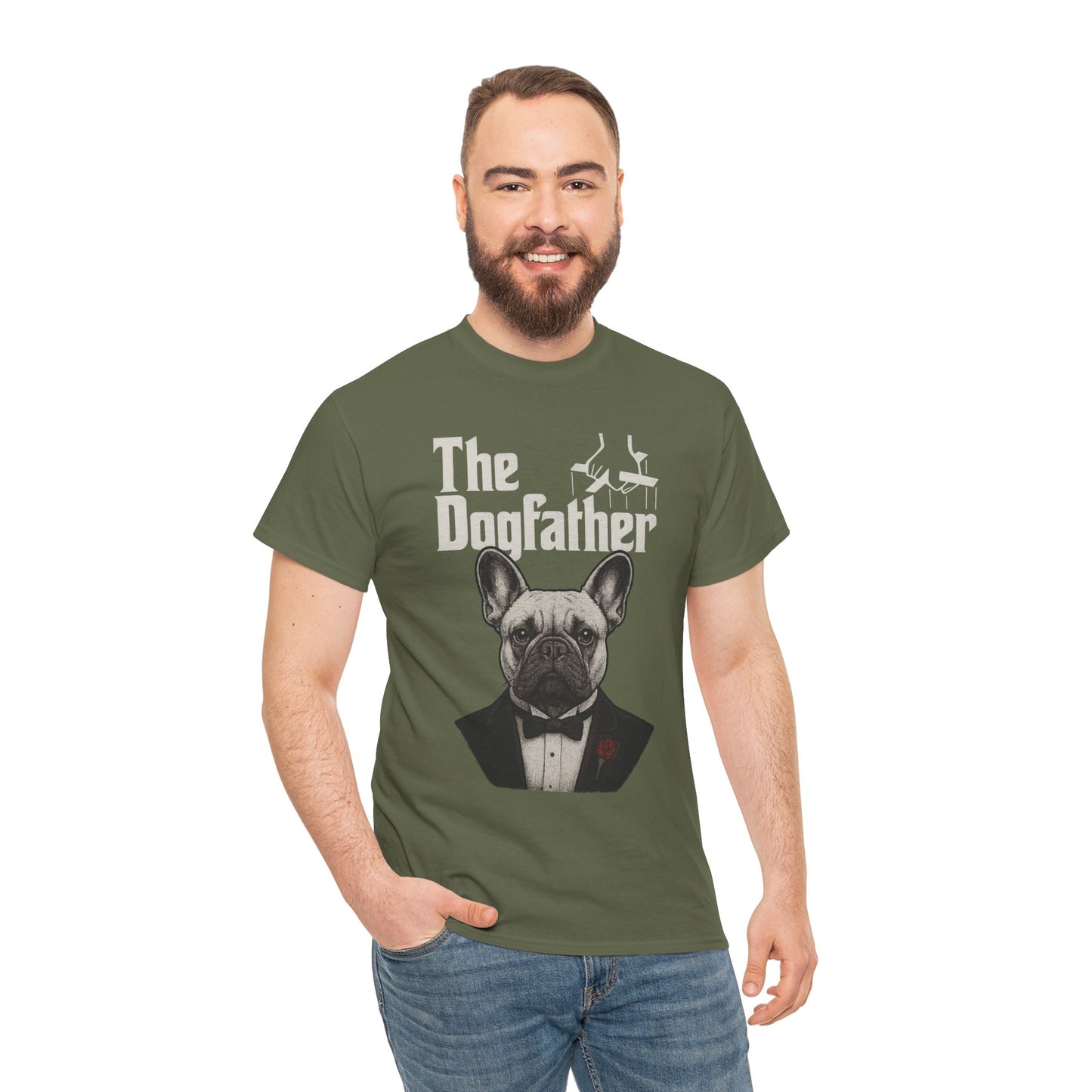 The Dogfather French Bulldog T-Shirt | Funny Dog Dad Tee | Frenchie Lover Gift | Mafia Style Pet Parent Graphic Shirt