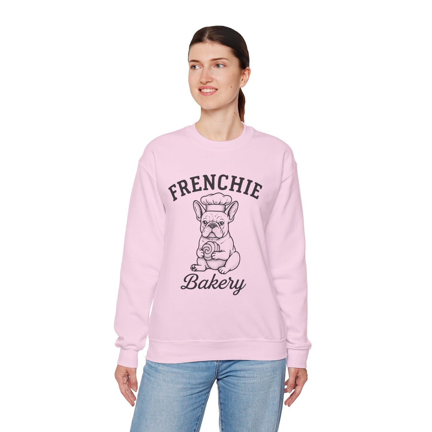 Frenchie Bakery Sweatshirt – Cozy French Bulldog Chef Crewneck, Funny Dog Lover Gift, Vintage Bakery-Inspired Frenchie Sweater