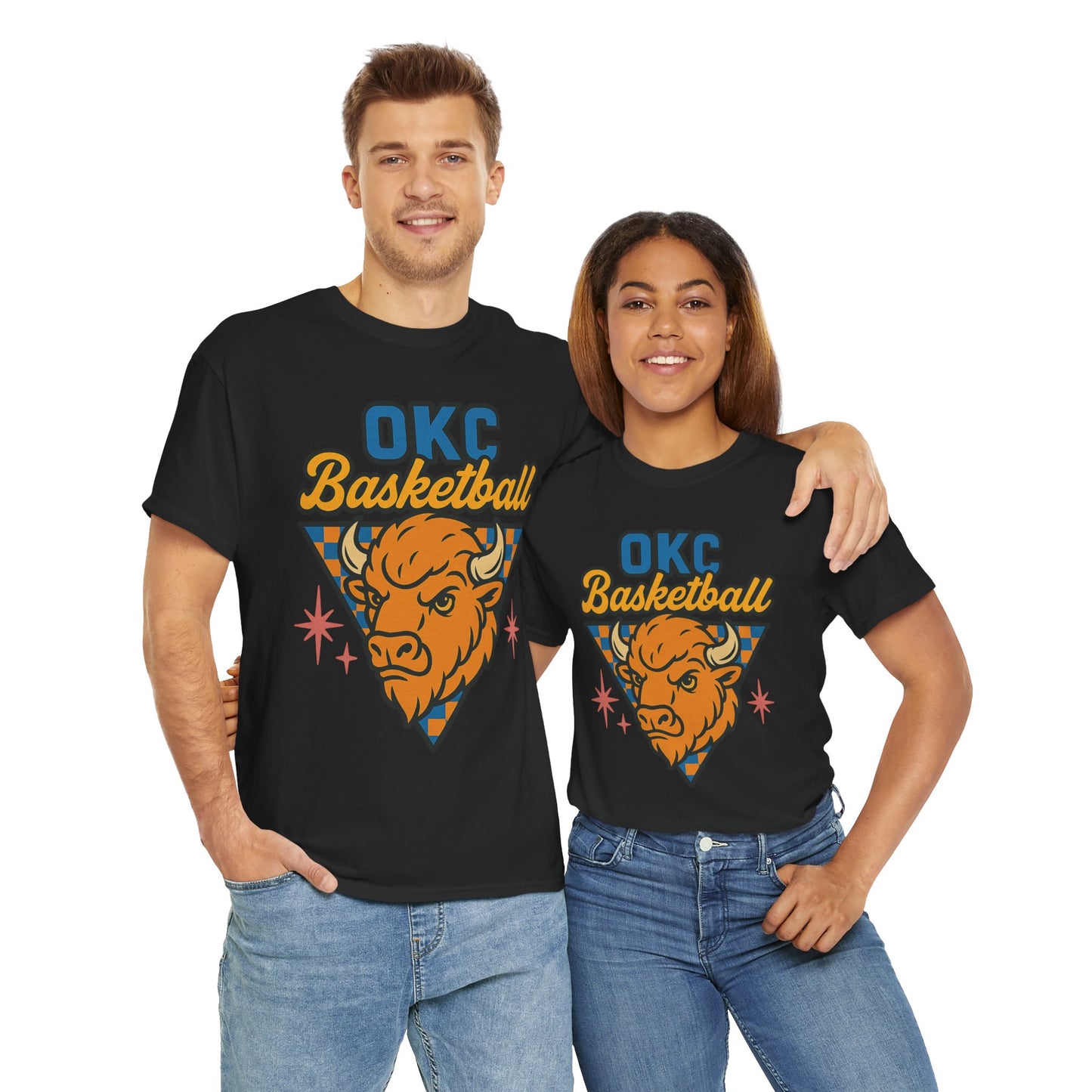 OKC Basketball Bison T-Shirt | Oklahoma City Retro Basketball Tee | Thunder Style Shirt | OKC Fan Gift | Vintage Sports Graphic