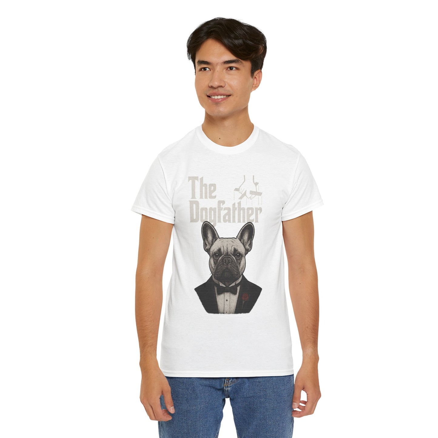The Dogfather French Bulldog T-Shirt | Funny Dog Dad Tee | Frenchie Lover Gift | Mafia Style Pet Parent Graphic Shirt