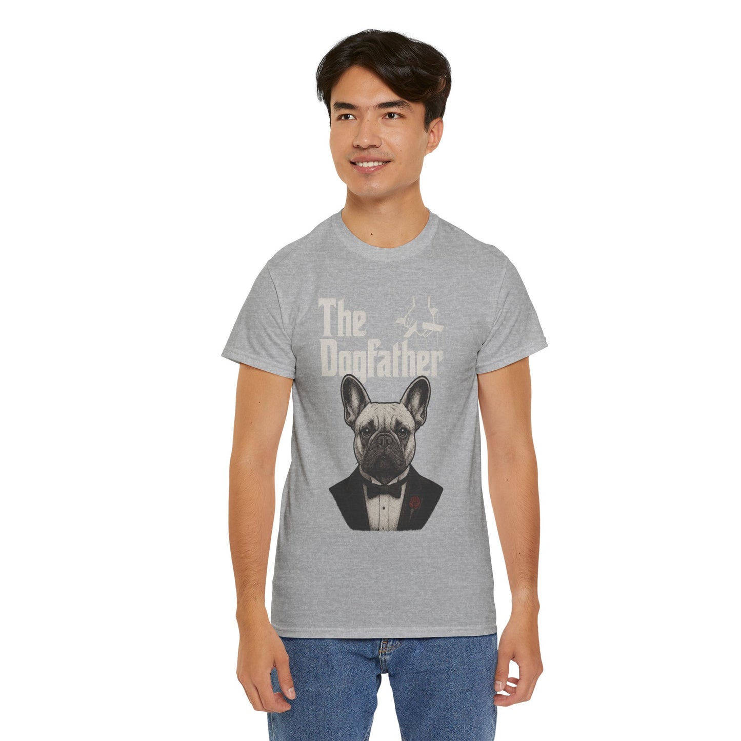 The Dogfather French Bulldog T-Shirt | Funny Dog Dad Tee | Frenchie Lover Gift | Mafia Style Pet Parent Graphic Shirt