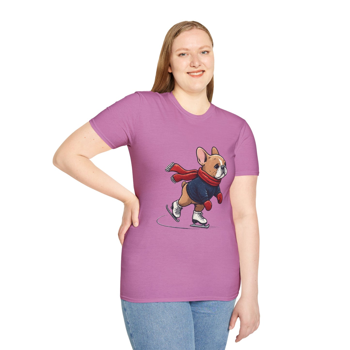 French Bulldog Ice Skating Shirt – Cute Winter Frenchie Tee, Holiday Dog Lover Gift, Skating Frenchie T-Shirt, Cozy Winter Puppy Graphic Tee