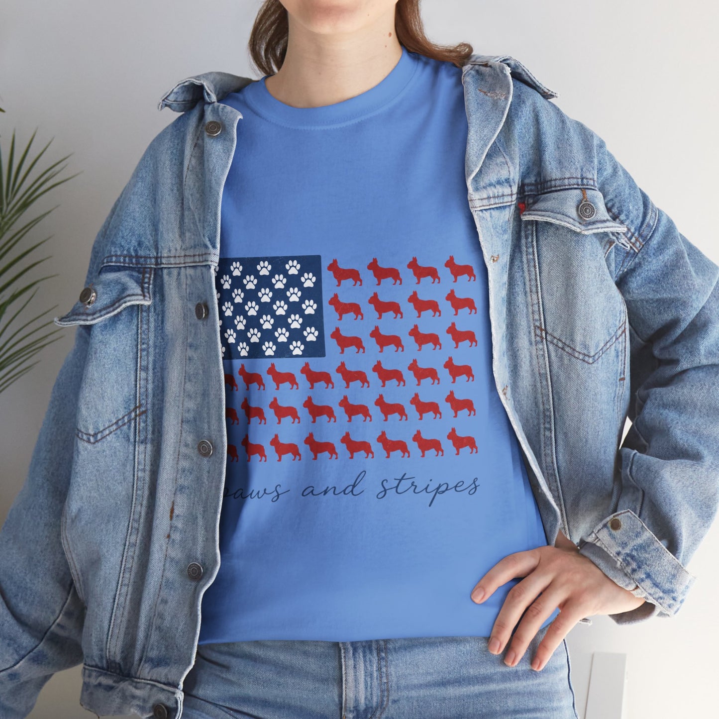 Paws and Stripes Shirt, Patriotic French Bulldog Tee, Frenchie American Flag Shirt, 4th of July Dog Lover Gift, USA Frenchie Tee