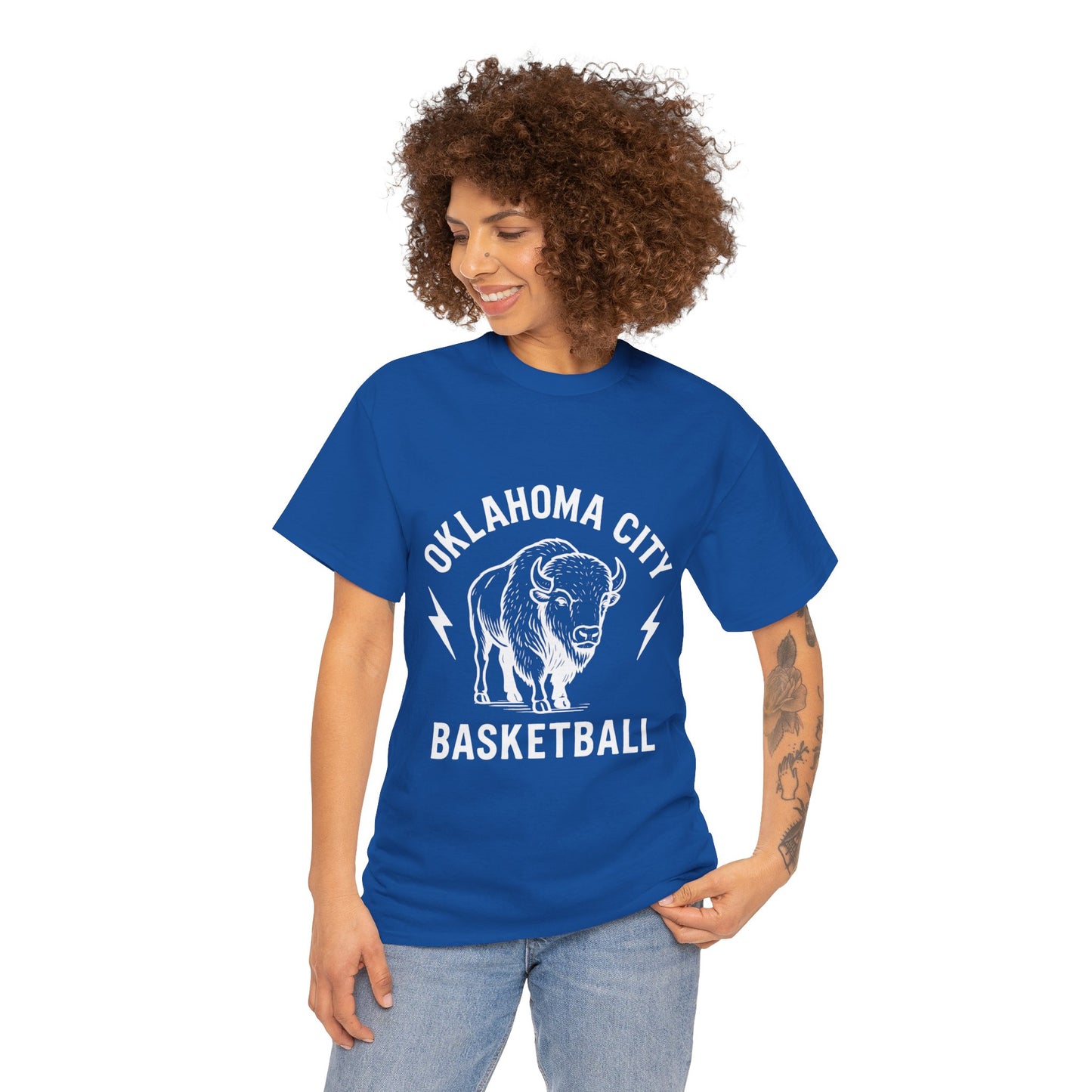 Oklahoma City Bison Basketball Shirt • OKC Hoops Tee • Retro Thunder Spirit T-Shirt • Western Bison Basketball Fan Shirt