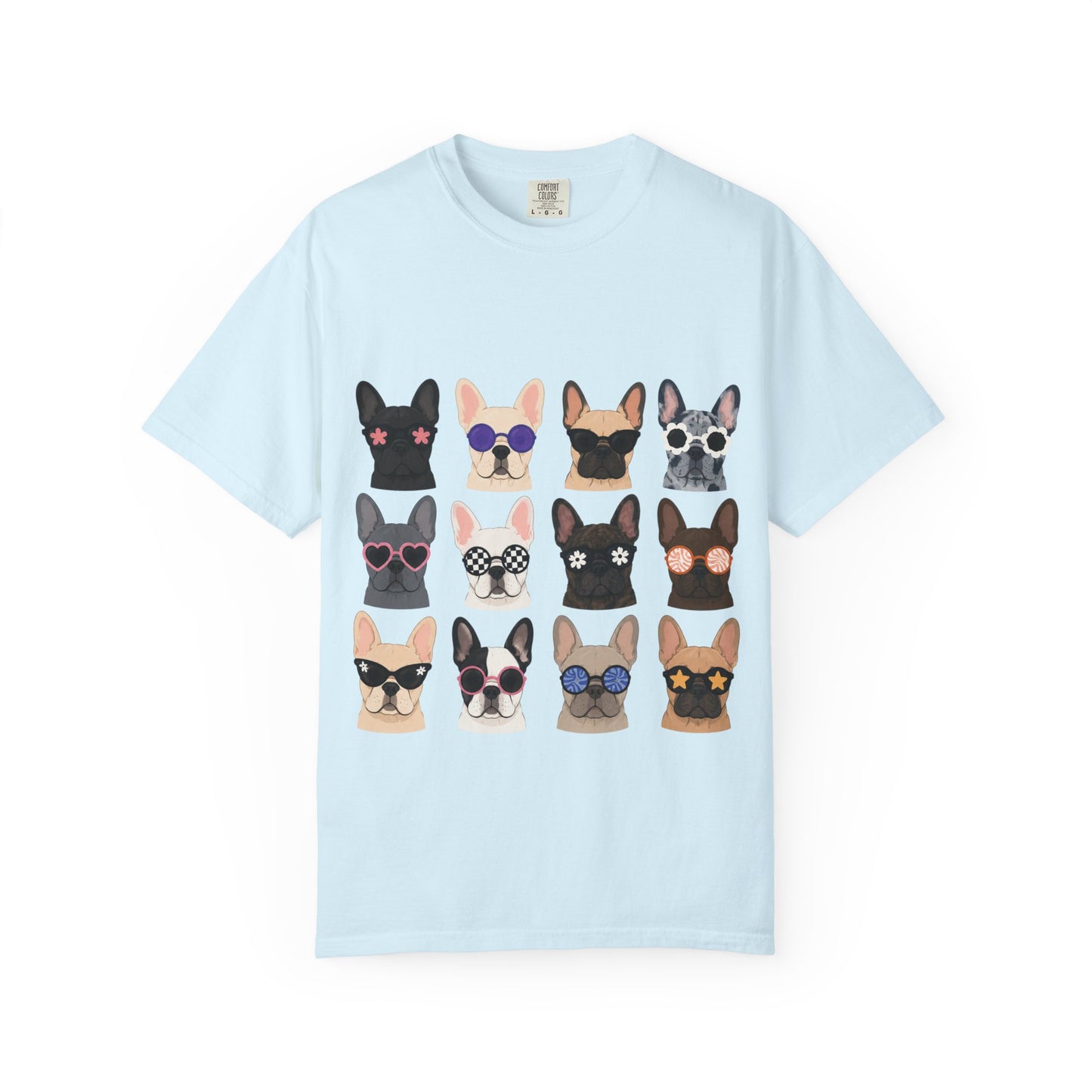 French Bulldog Sunglasses Shirt, Frenchie Faces Tee, Cute French Bulldog Shirt, Colorful Frenchie Dog Lover Gift, Dog Mom Graphic Tee