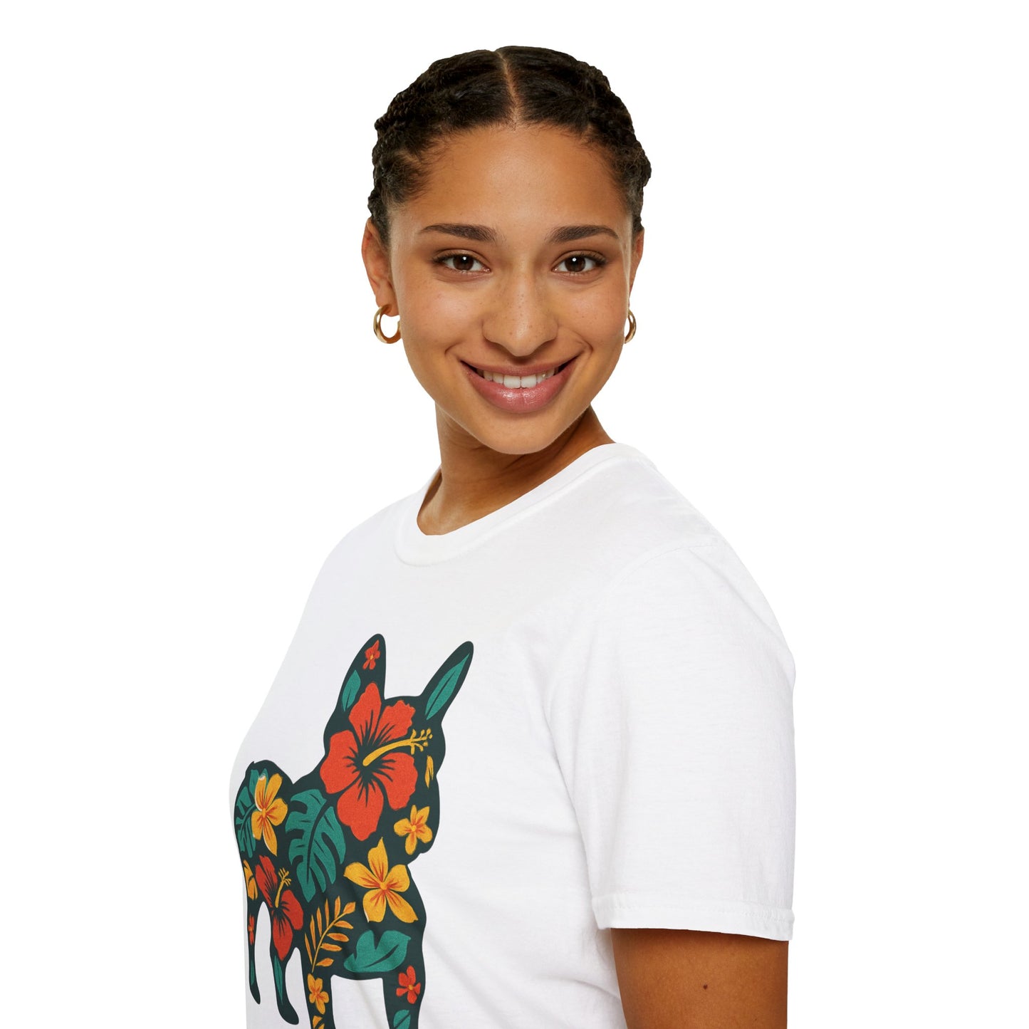 Hawaiian Frenchie Shirt | Floral French Bulldog T-Shirt | Tropical Dog Lover Tee | Cute Summer Frenchie Gift | Hibiscus Dog Silhouette