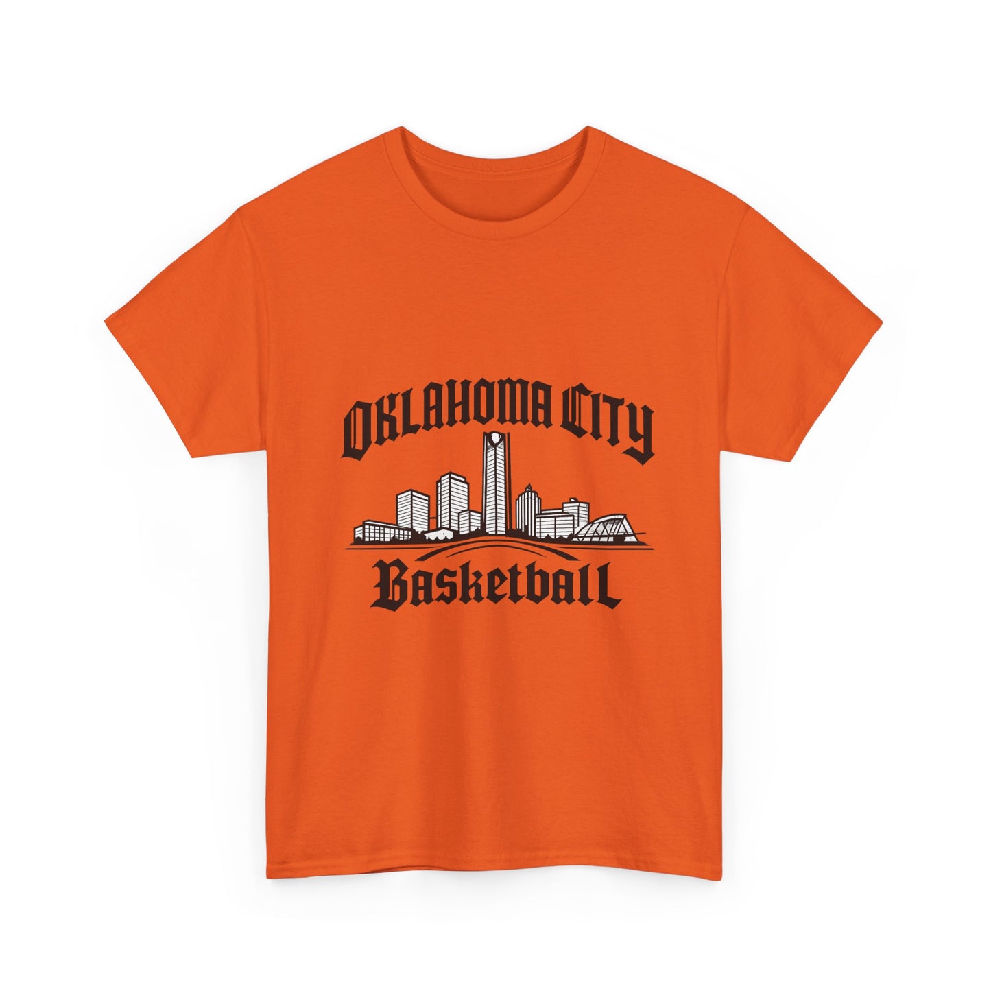 Oklahoma City Basketball Shirt, OKC Skyline Tee, Oklahoma Basketball Fan Shirt, thunder Sports Shirt, Orange Basketball Graphic Tee
