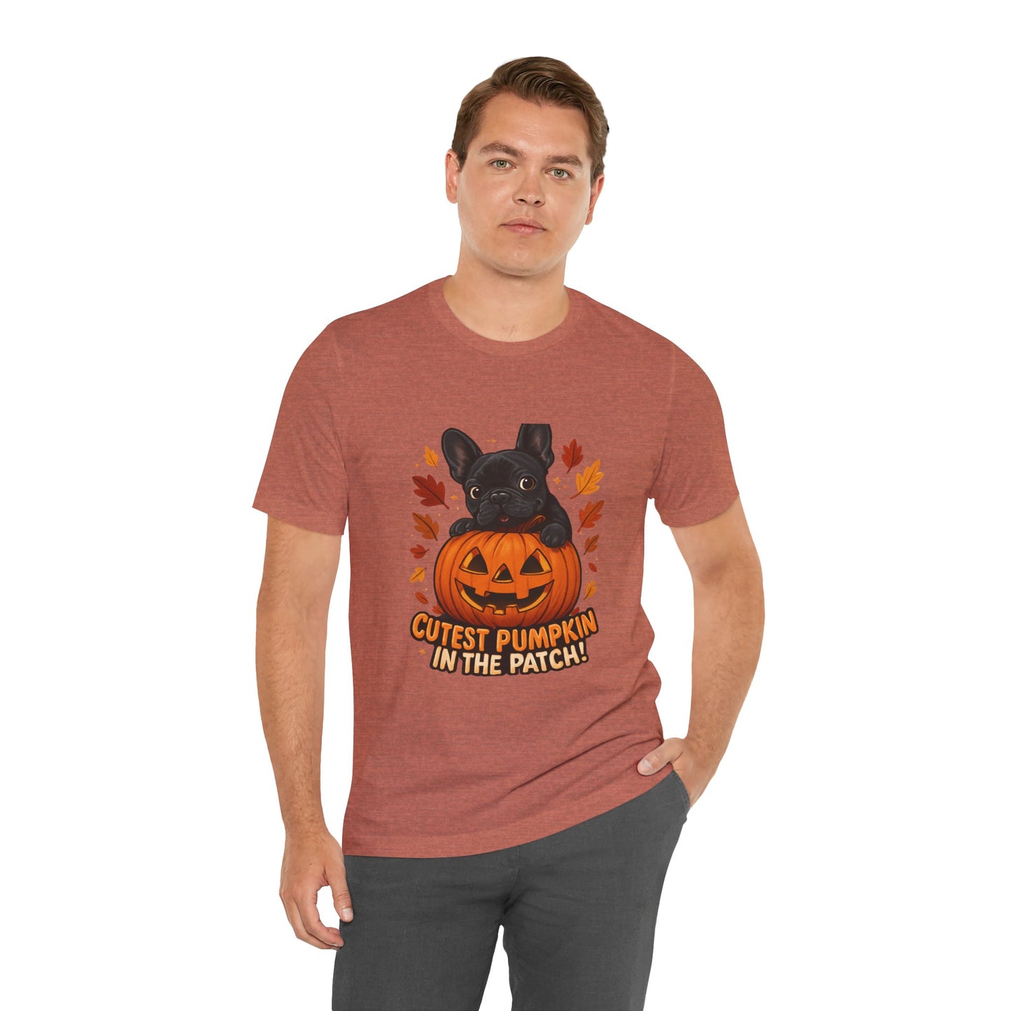 Cutest Pumpkin in the Patch Frenchie T-Shirt | Halloween Dog Lover Tee | Fall French Bulldog Shirt | Cute Pumpkin Patch Graphic Tee