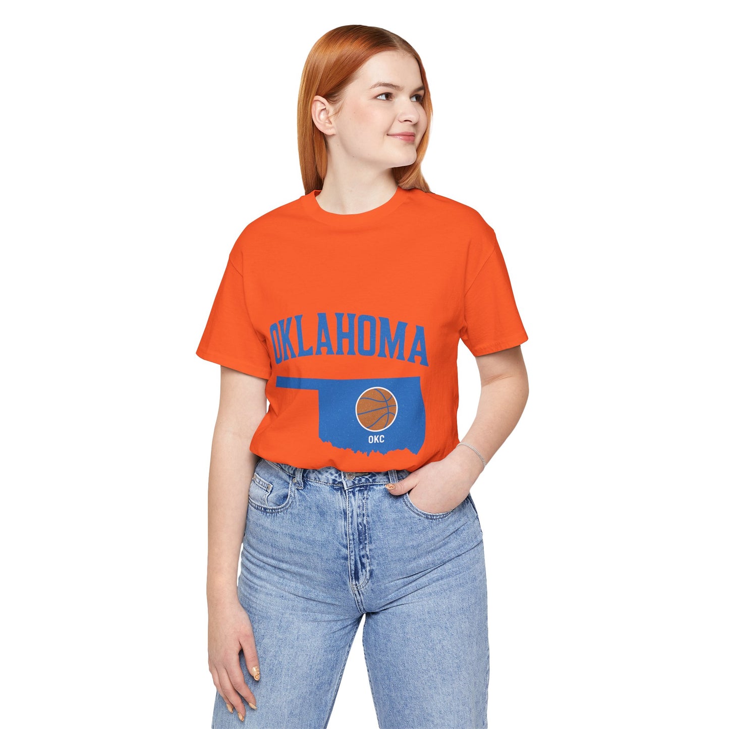 Oklahoma Basketball T-Shirt | OKC State Outline Tee | Blue and Orange Game Day Shirt | Retro Oklahoma Sports Graphic Top