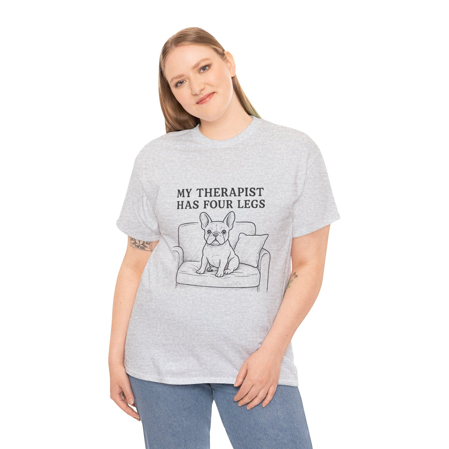 My Therapist Has Four Legs French Bulldog Shirt – Funny Dog Lover Tee, Frenchie Owner Gift, Mental Health Humor Shirt, Cute Pet Apparel