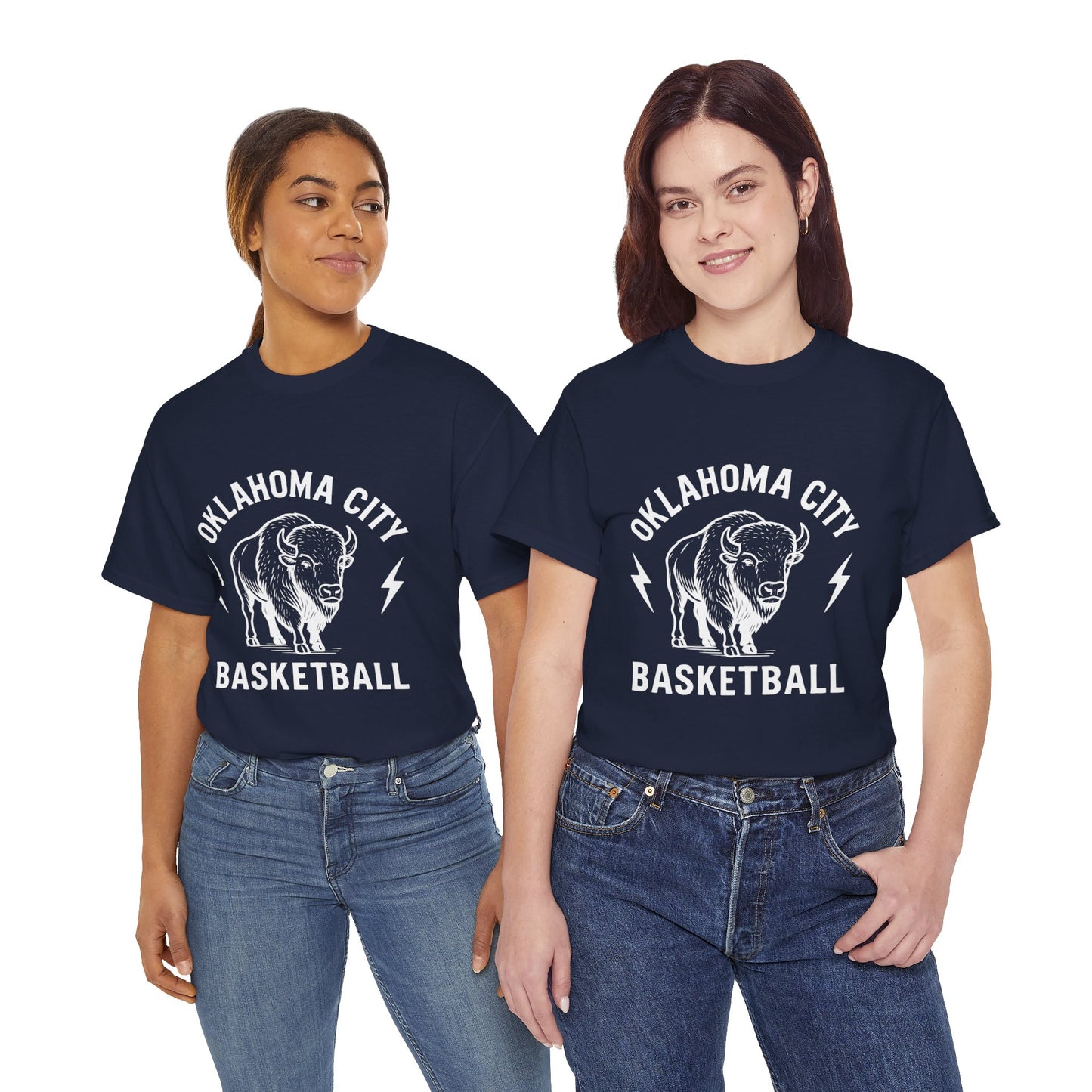 Oklahoma City Bison Basketball Shirt • OKC Hoops Tee • Retro Thunder Spirit T-Shirt • Western Bison Basketball Fan Shirt