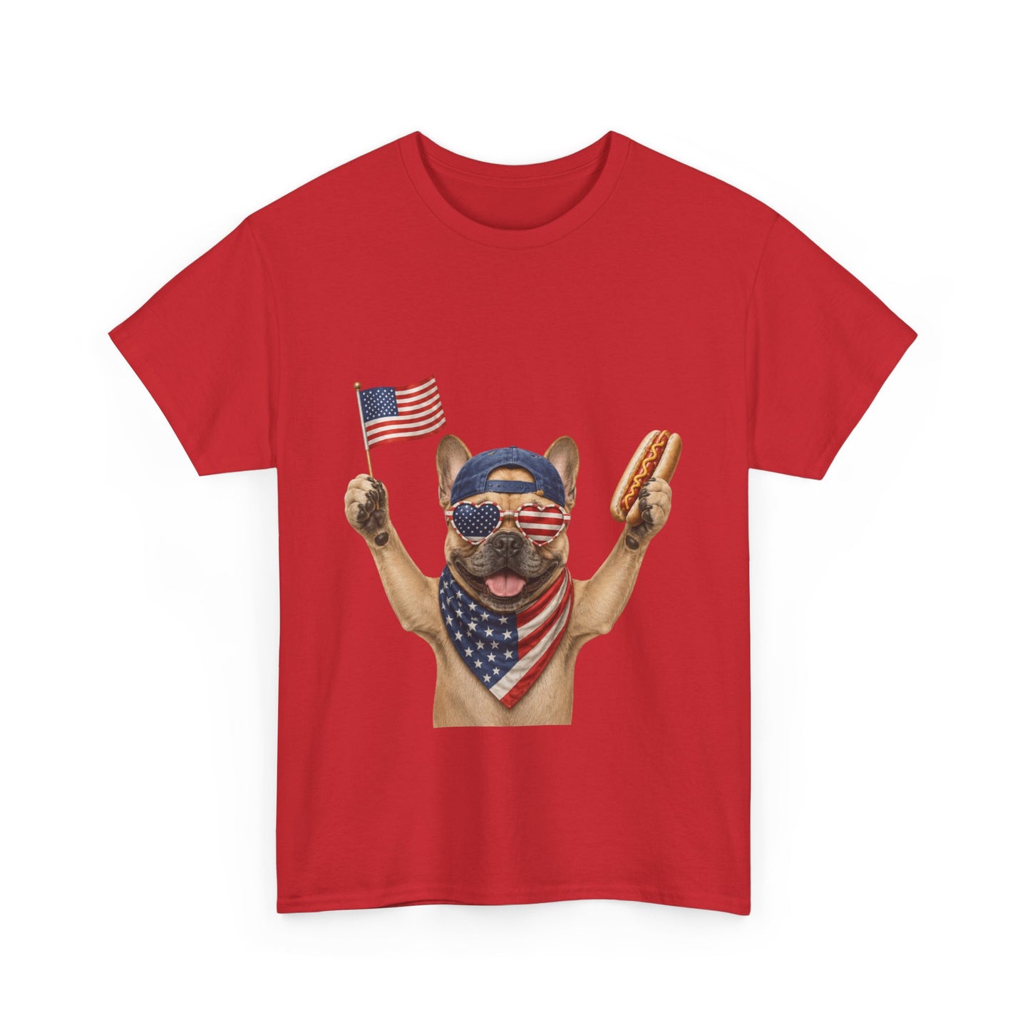 Patriotic French Bulldog Shirt, Funny Frenchie 4th of July Tee, American Flag Dog Shirt, Hot Dog French Bulldog Gift, USA Dog Lover Shirt