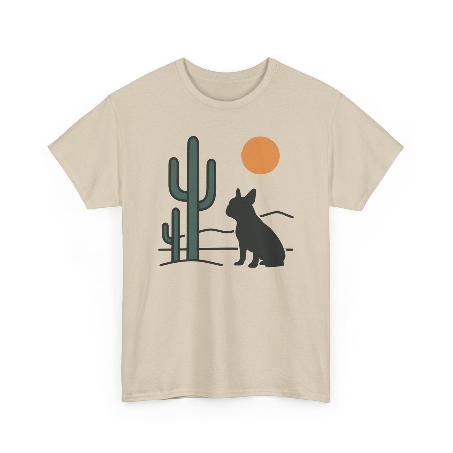 Desert Frenchie T-Shirt | Minimalist Cactus Dog Tee | French Bulldog Desert Sunset Shirt | Pet Lover Gift | Modern Graphic Dog Mom Tee