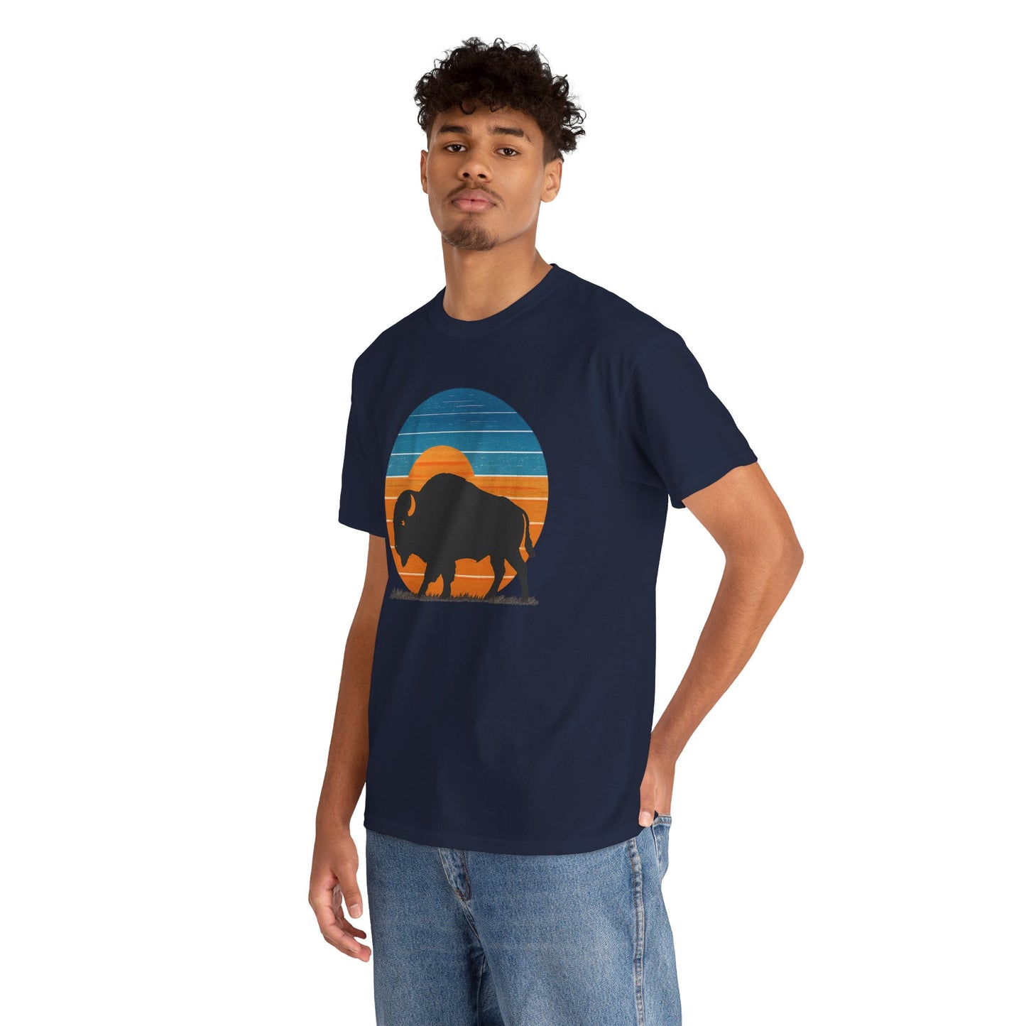 Oklahoma Bison Sunset Shirt | Retro Buffalo Tee | OKC Basketball Colors T-Shirt