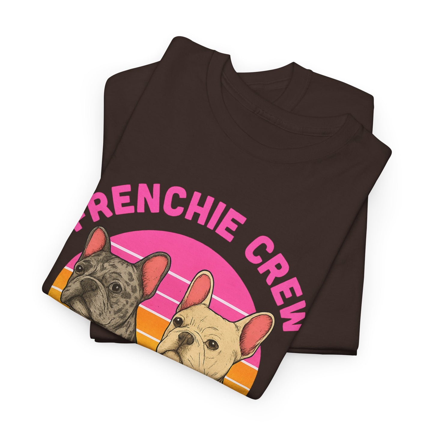 Frenchie Crew T-Shirt | Retro French Bulldog Tee | Merle & Cream Frenchie Dog Lover Shirt | Cute Gift for Frenchie Moms & Dads