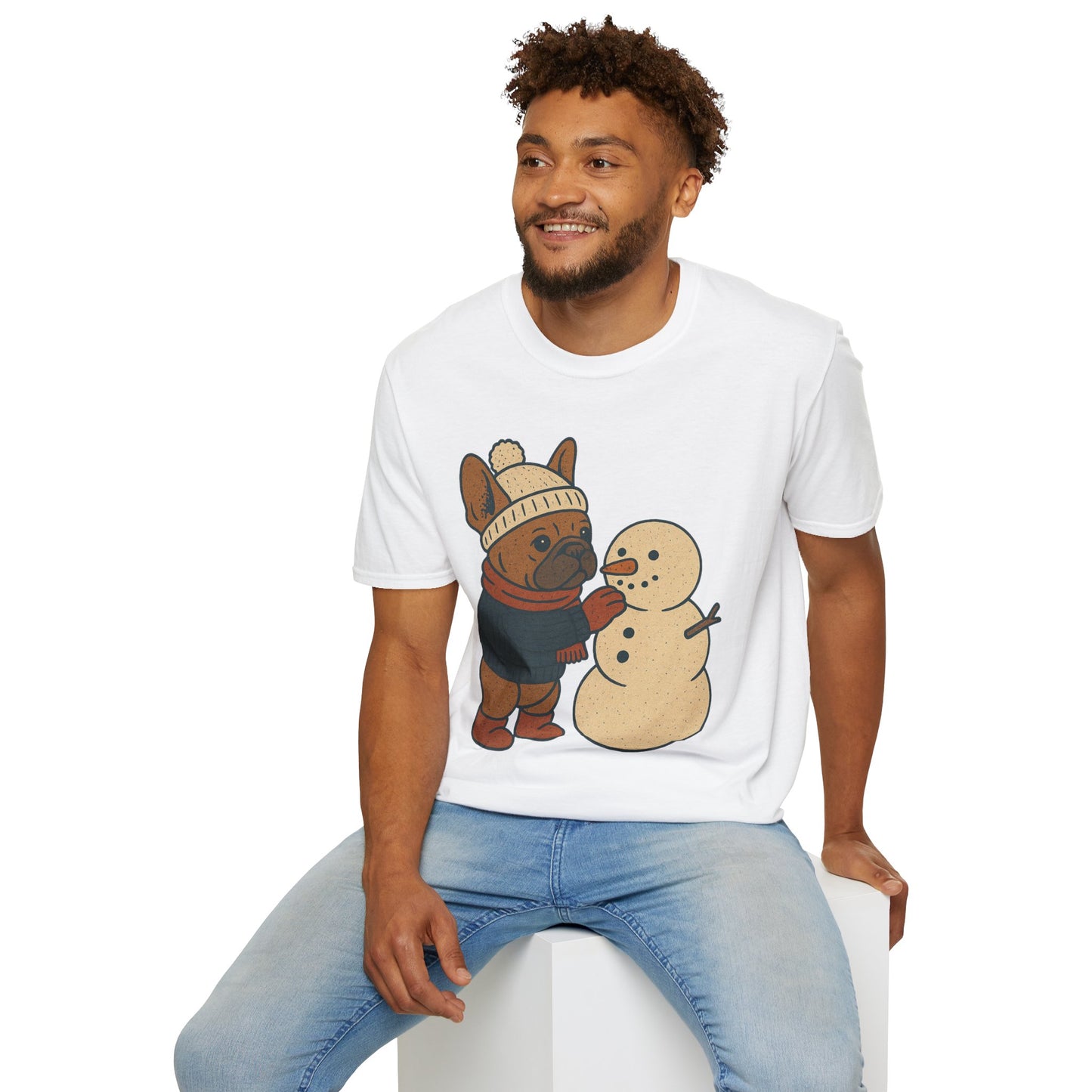 French Bulldog Snowman T-Shirt • Cute Winter Frenchie Tee • Holiday Dog Lover Shirt • Christmas Pup Graphic • Cozy Winter Pet Lover Gift