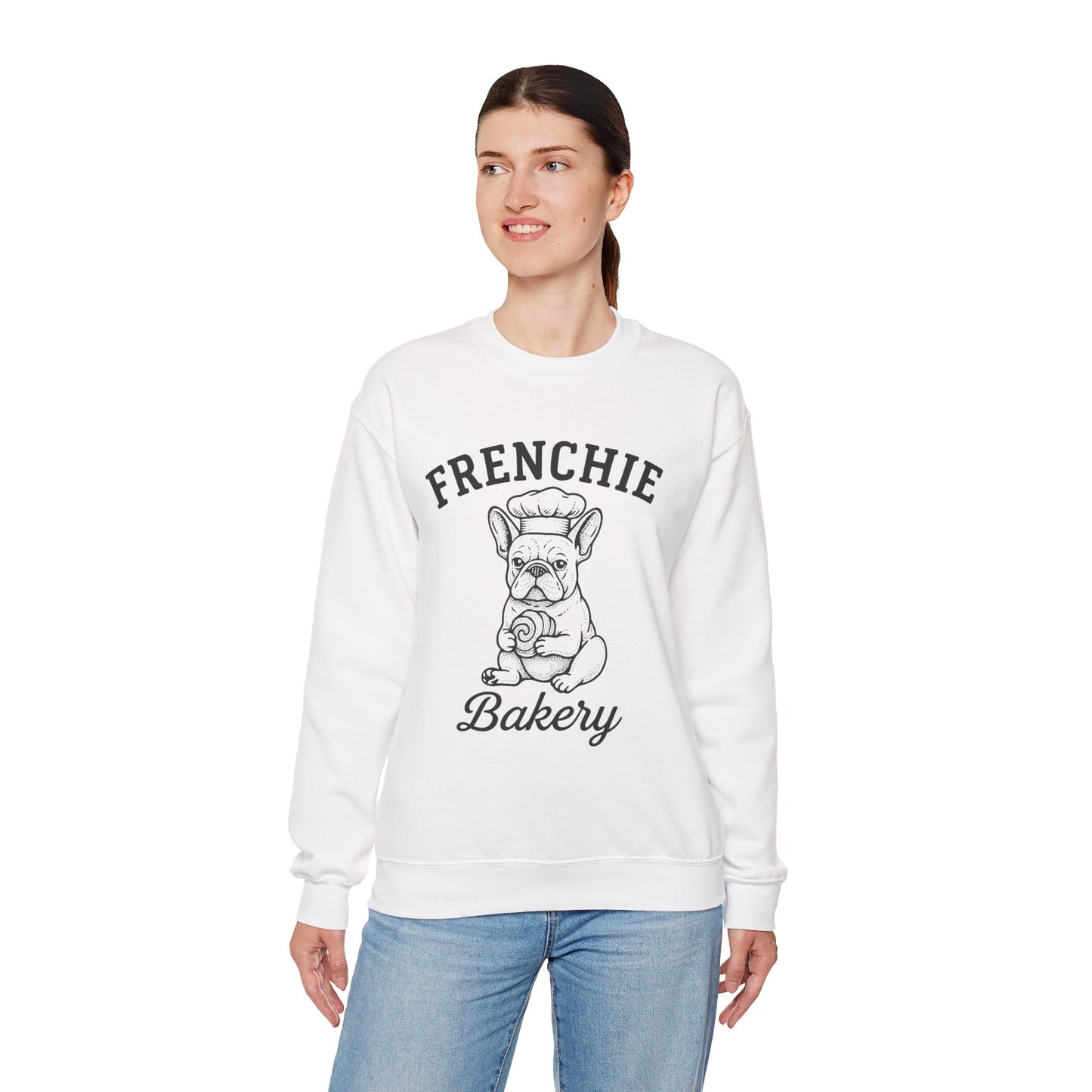 Frenchie Bakery Sweatshirt – Cozy French Bulldog Chef Crewneck, Funny Dog Lover Gift, Vintage Bakery-Inspired Frenchie Sweater