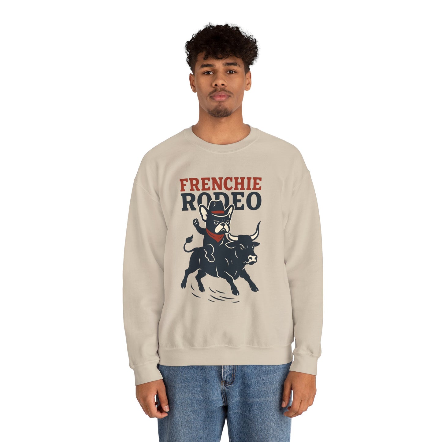Frenchie Rodeo Sweatshirt – Cowboy French Bulldog Crewneck, Western Dog Lover Gift, Funny Rodeo Pullover for Pet Moms & Dads