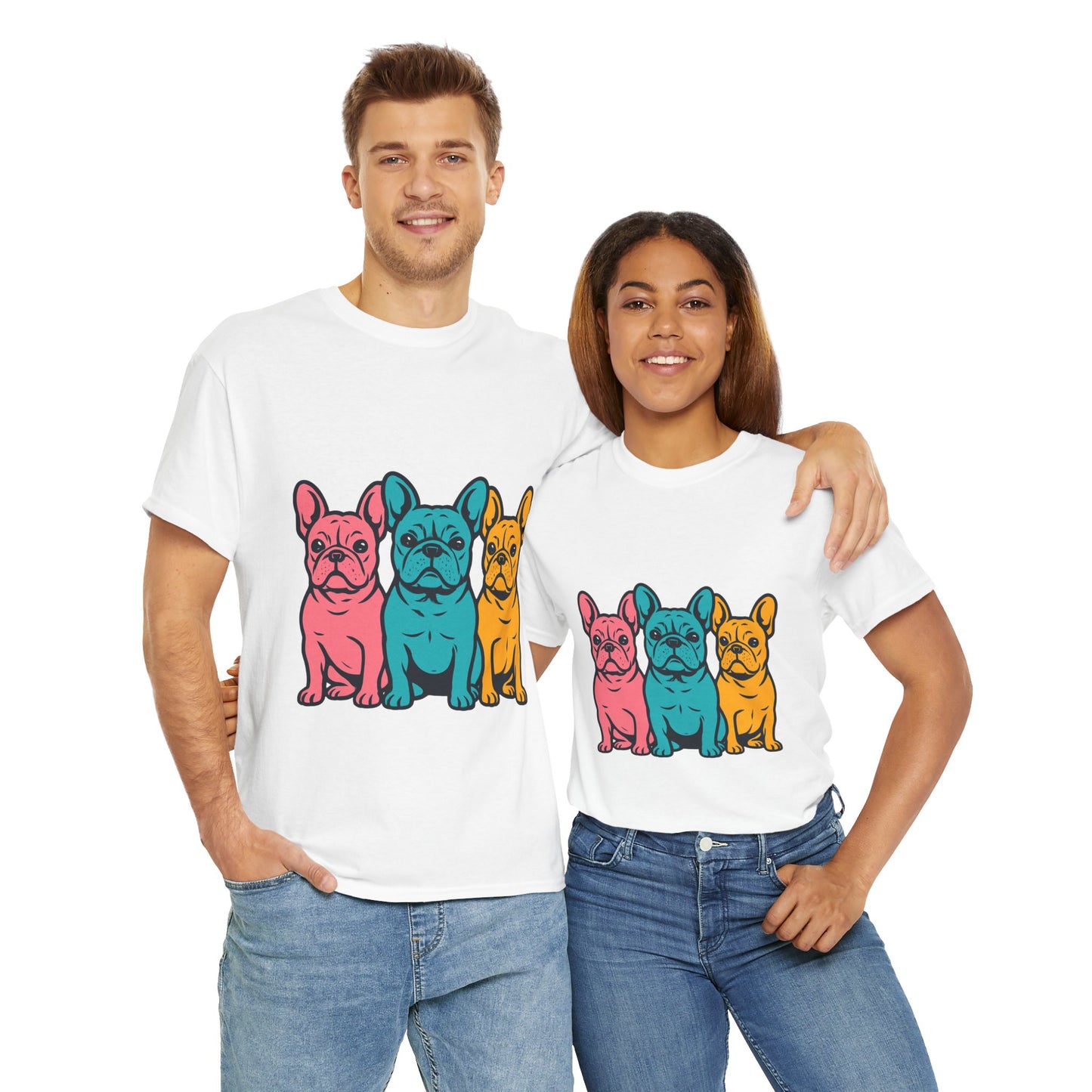Pop Art French Bulldog T-Shirt | Colorful Frenchie Graphic Tee | Retro Dog Lover Shirt | Bright 80s Style Pet Gift | Fun Unisex Dog Mom Shirt