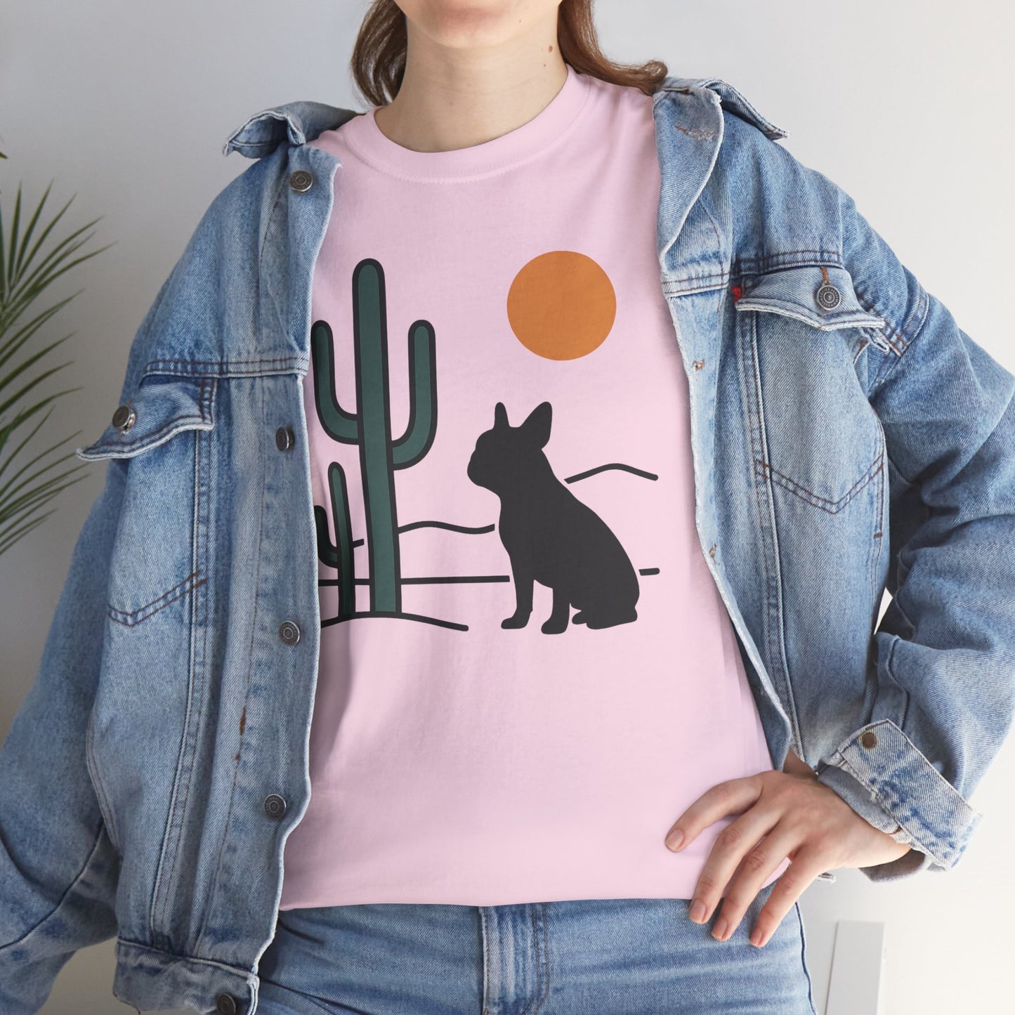 Desert Frenchie T-Shirt | Minimalist Cactus Dog Tee | French Bulldog Desert Sunset Shirt | Pet Lover Gift | Modern Graphic Dog Mom Tee
