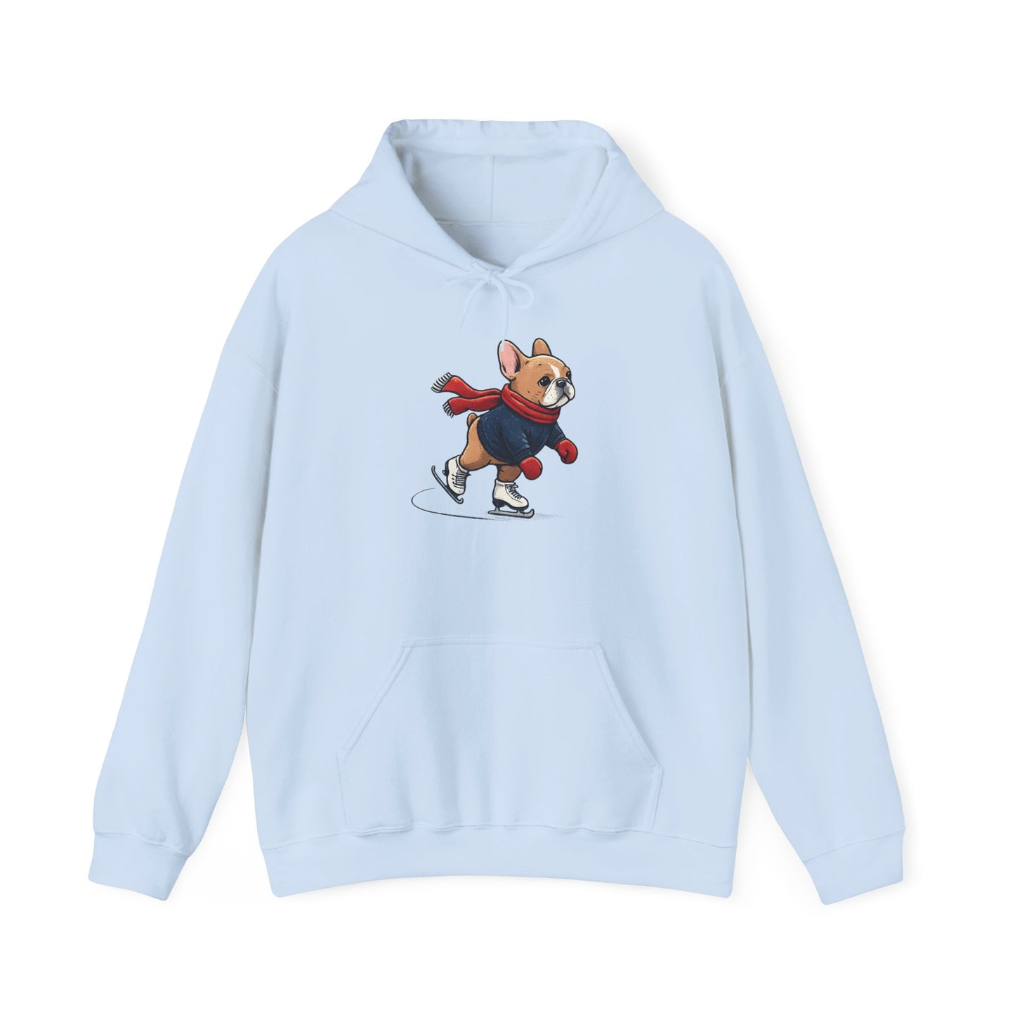 Ice Skating Frenchie Hoodie – Cute Winter French Bulldog Sweatshirt, Holiday Dog Lover Gift, Cozy Skating Pup Hoodie, Frenchie Christmas Hoodie