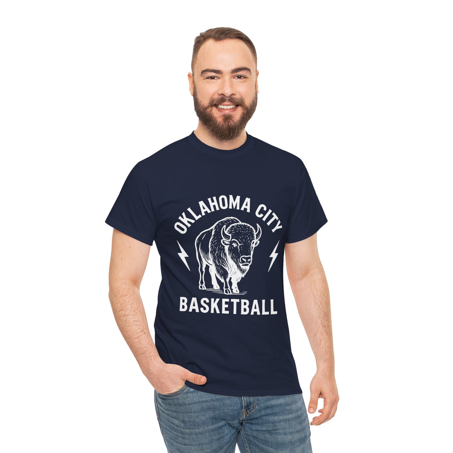 Oklahoma City Bison Basketball Shirt • OKC Hoops Tee • Retro Thunder Spirit T-Shirt • Western Bison Basketball Fan Shirt